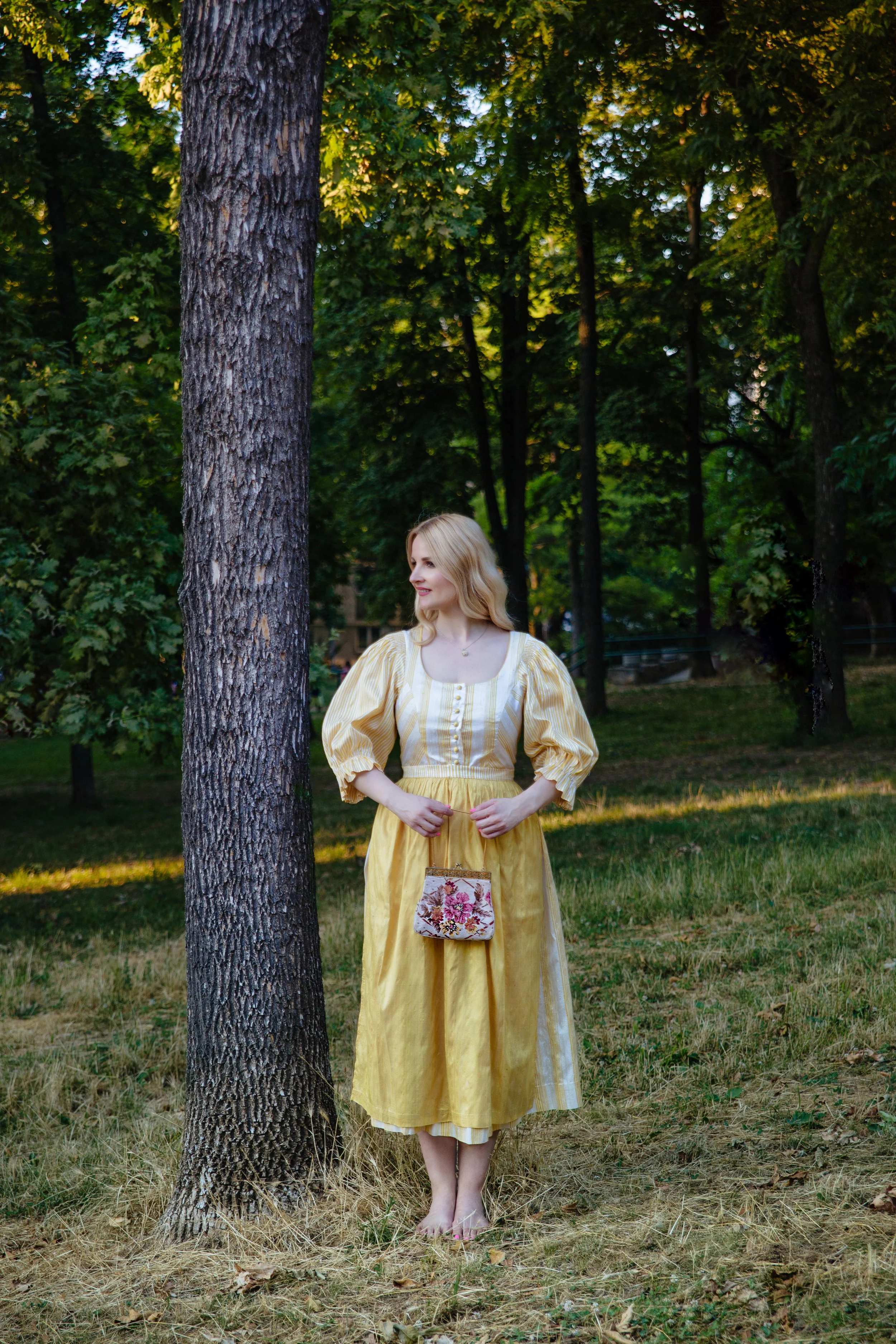 Vintage Isola Yellow Silk Dress with Apron