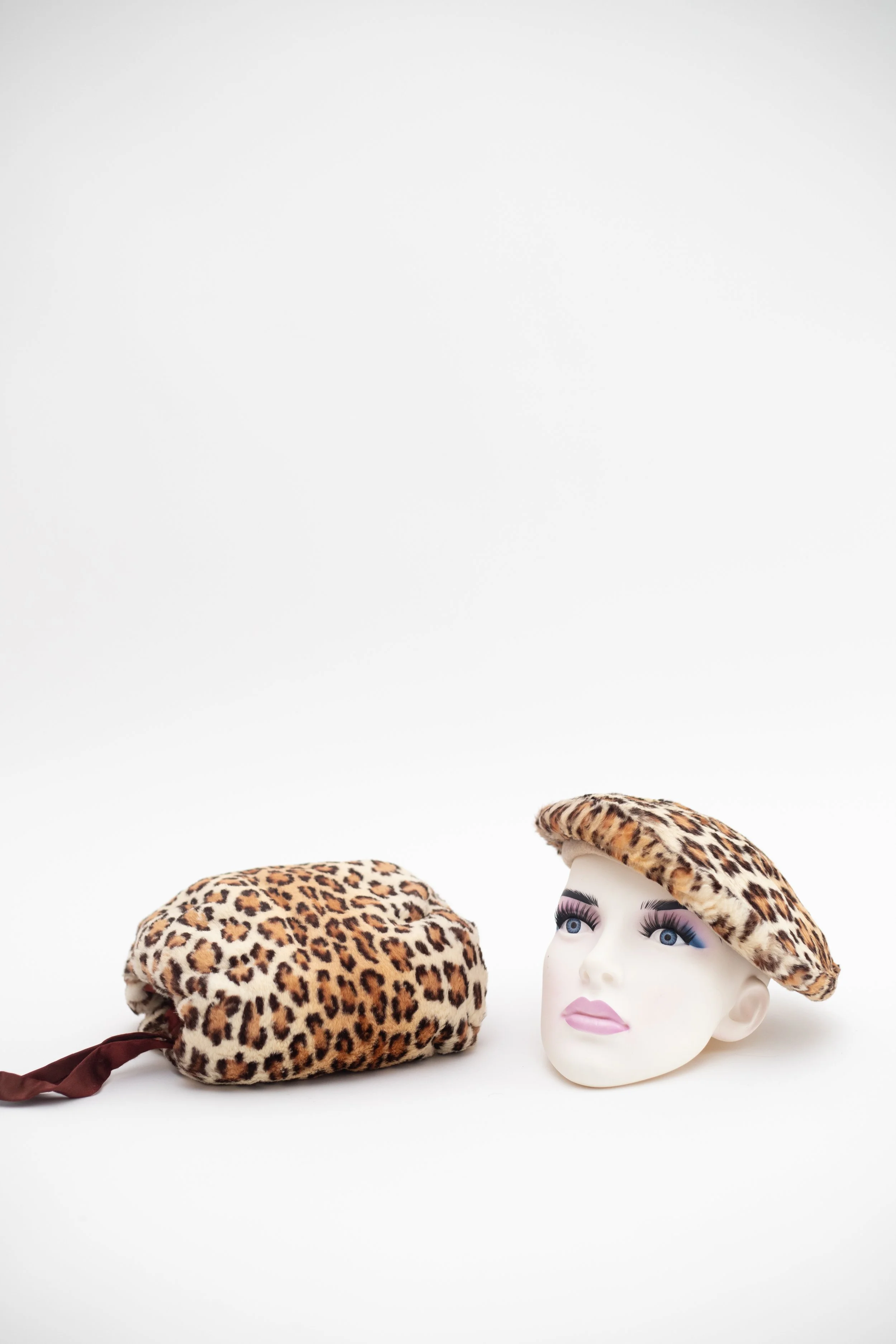 Leopard Print Beret & Muffin Set - 1950s Vintage Glamour