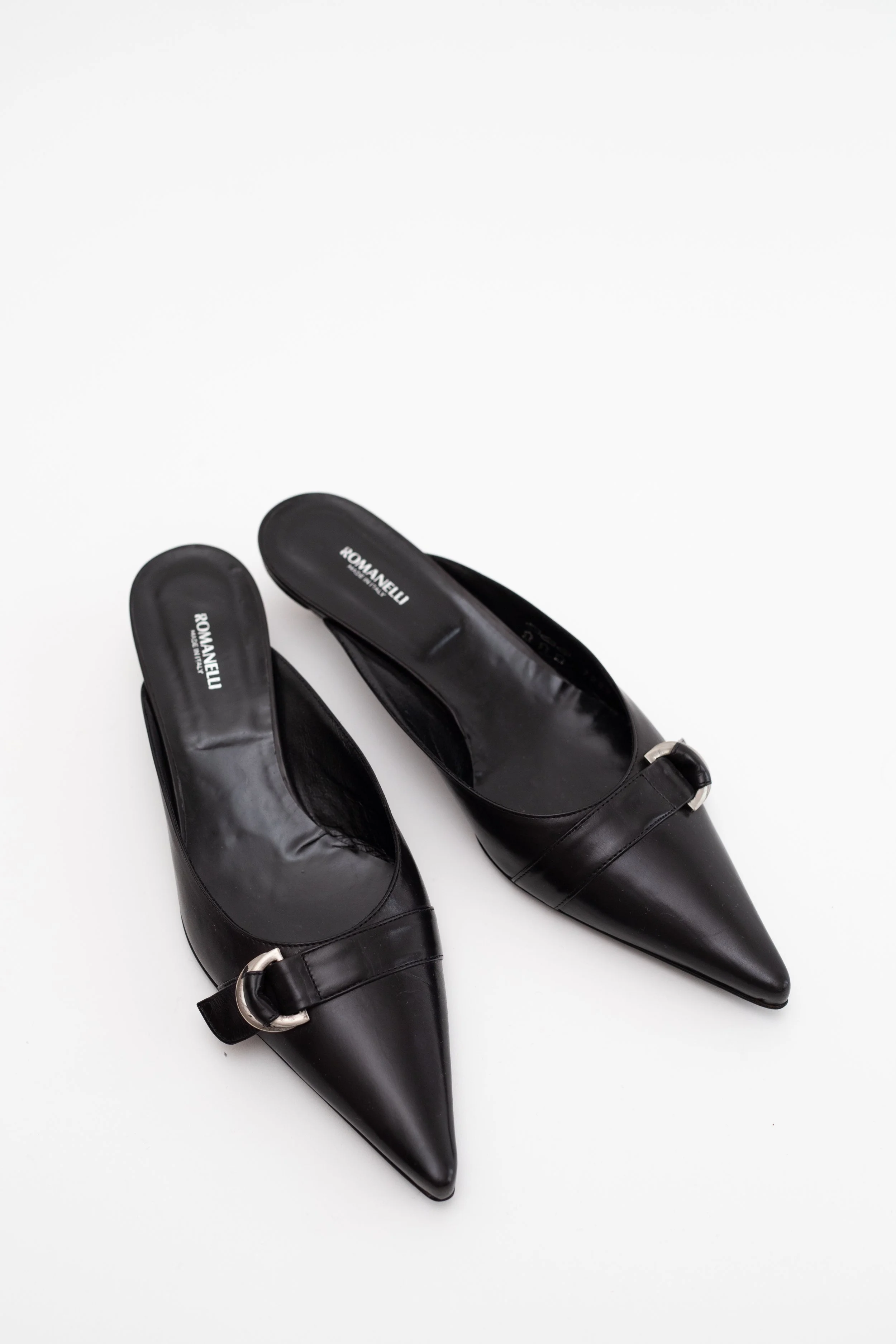 Y2K Black Leather Mules  Size 39