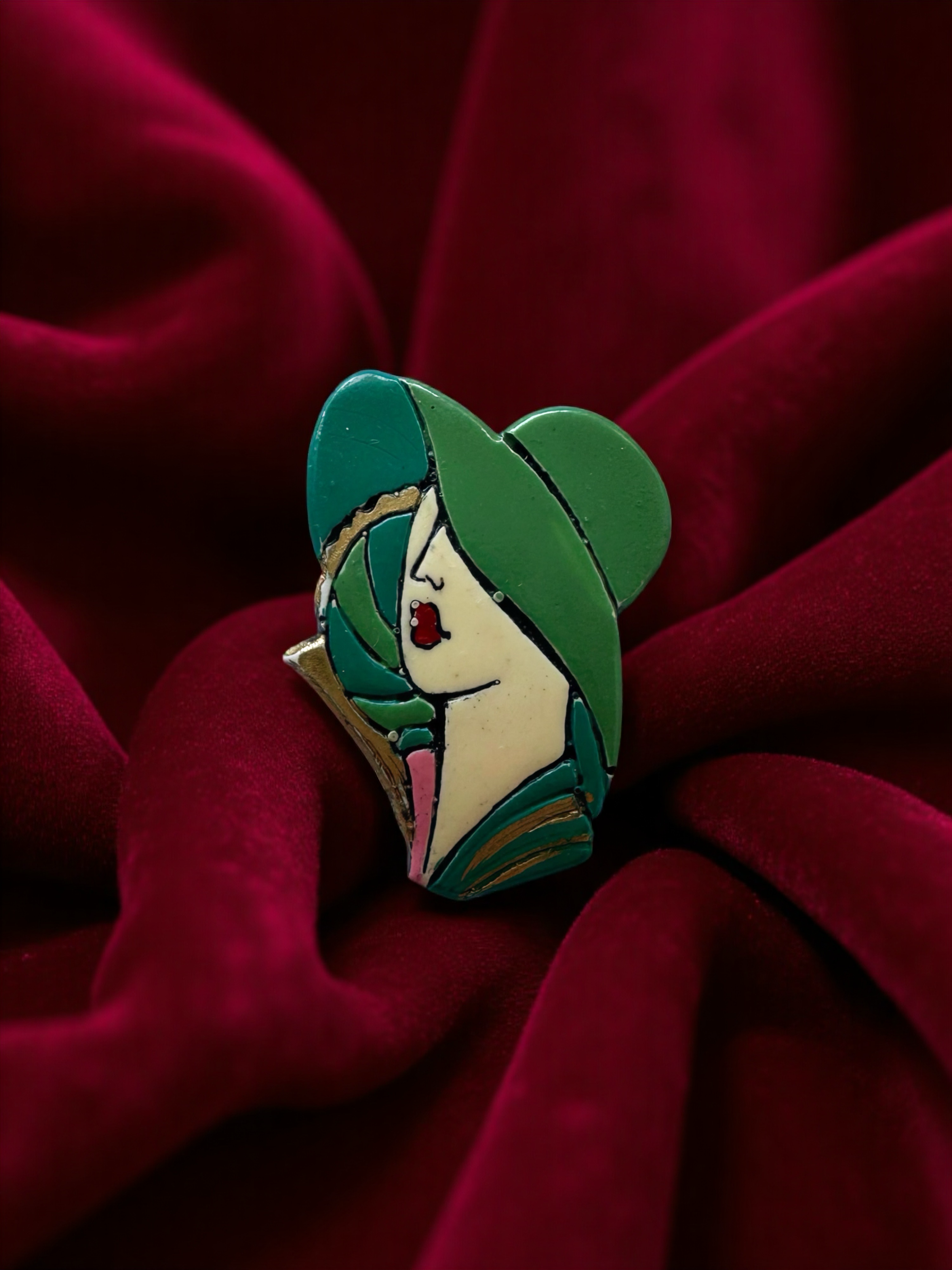 Vintage Art Deco Acrylic Pin Brooch