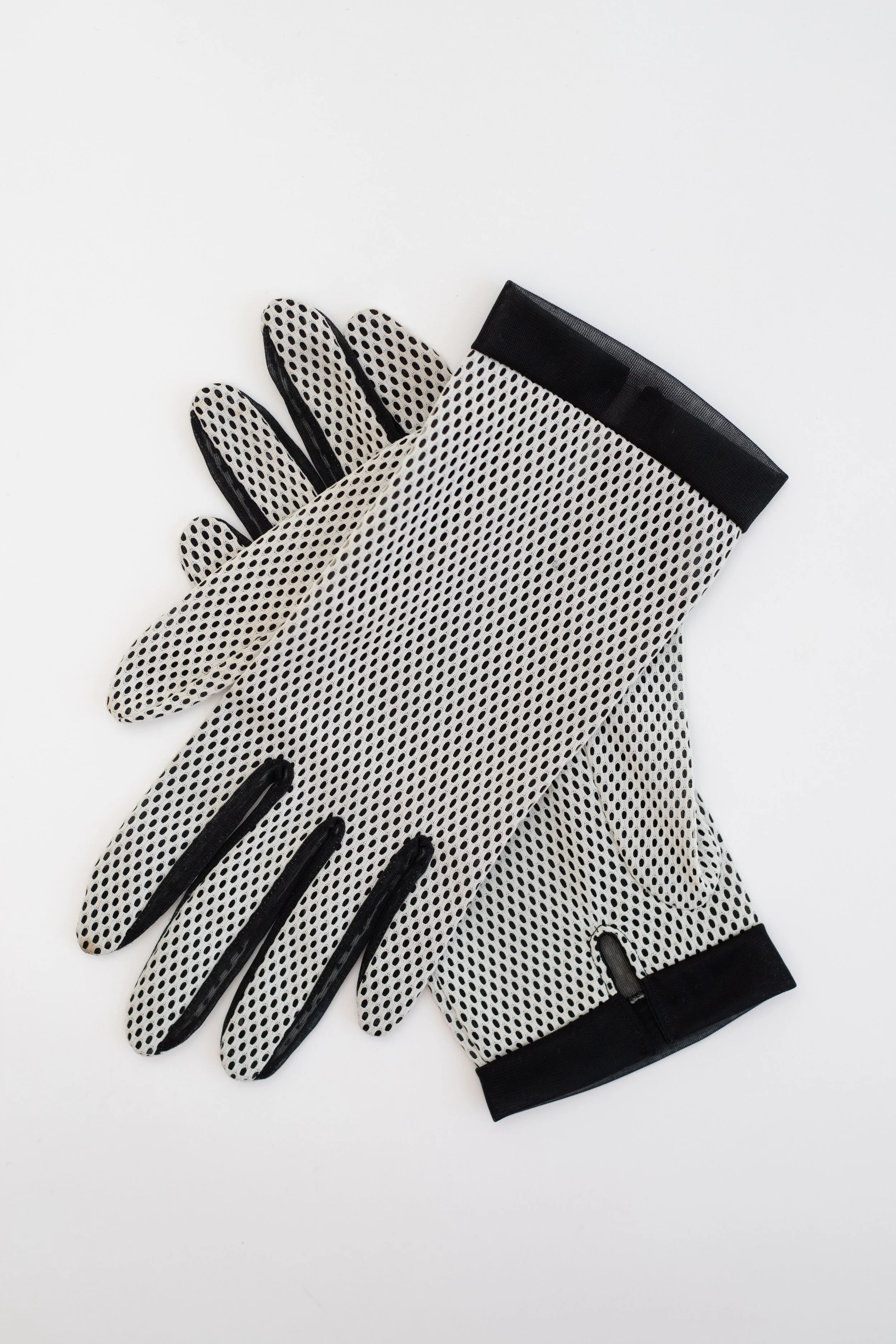 Vintage Black and White Mesh Gloves