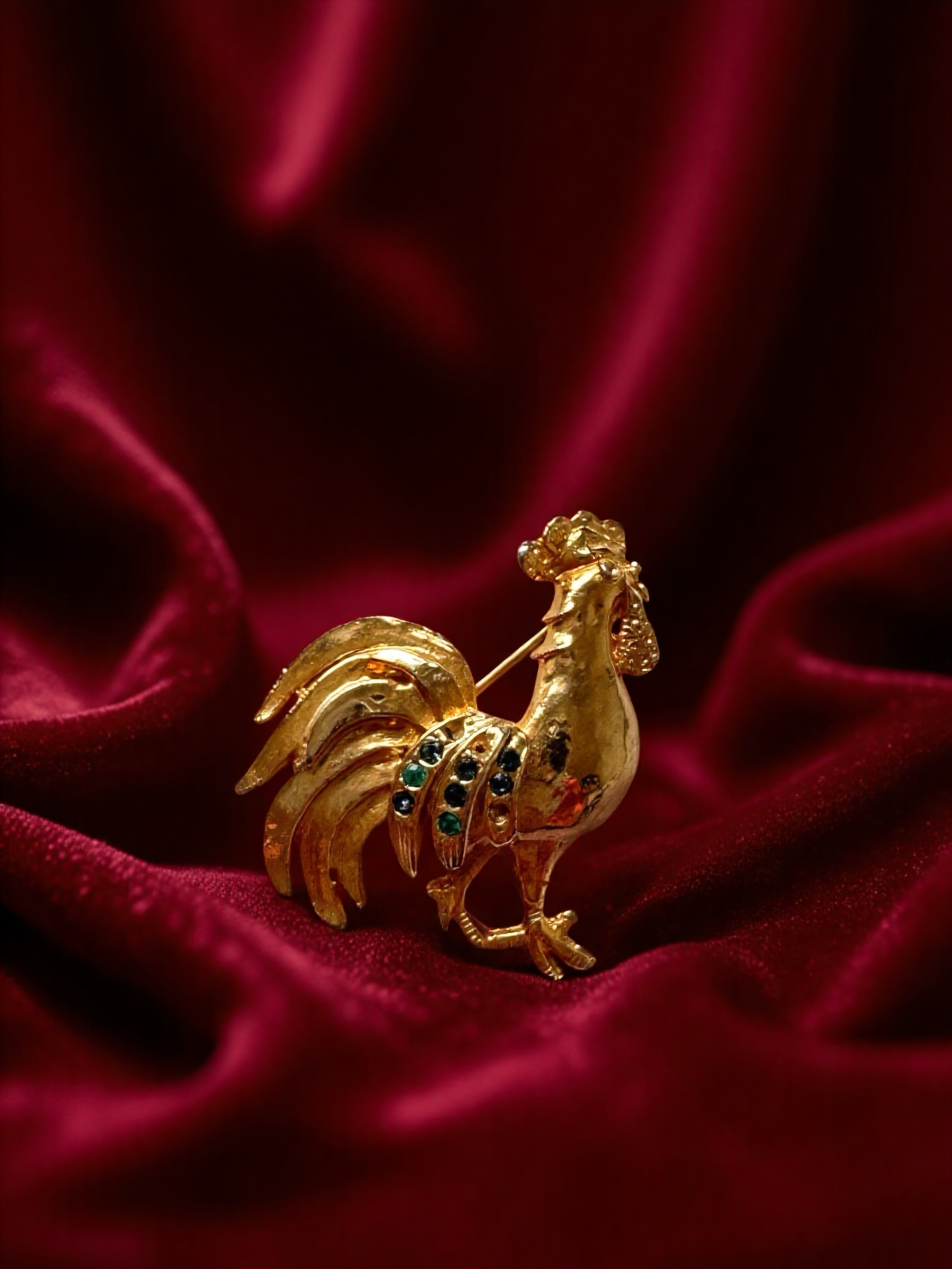 Vintage Gold Tone Rooster Pin Brooch