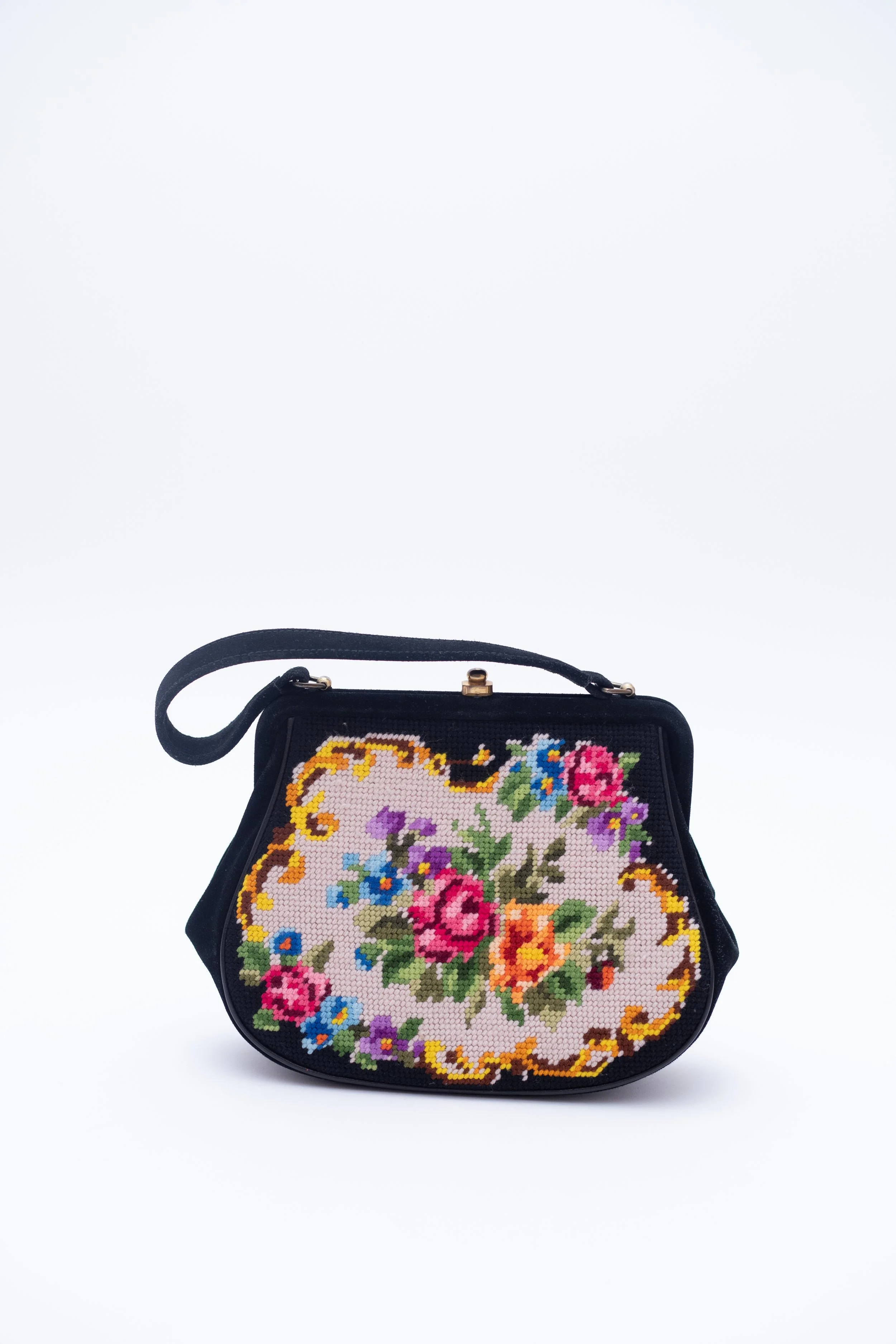 Vintage Floral  Suede Purse