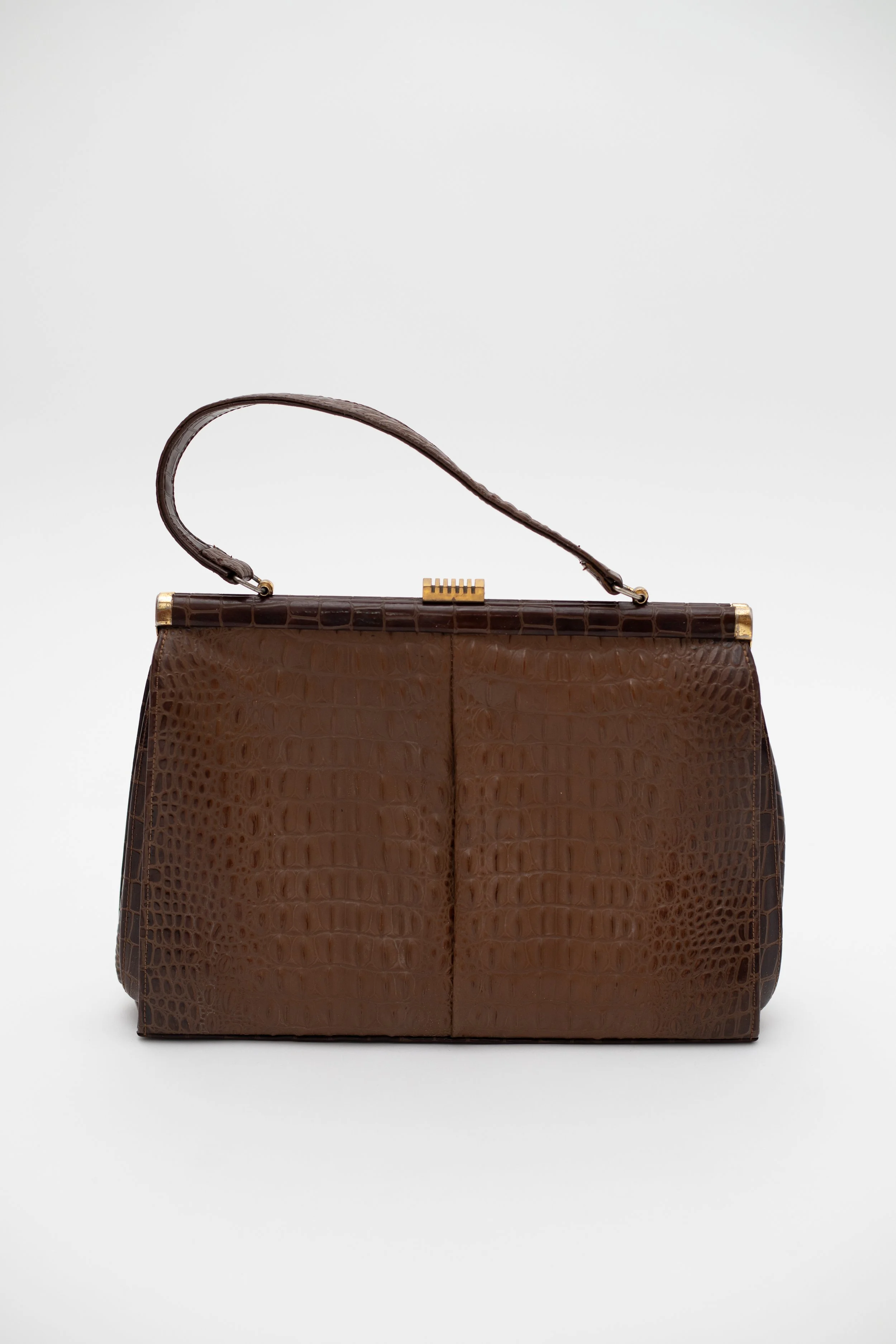 Croco-Textured Impregnated Leather Handbag