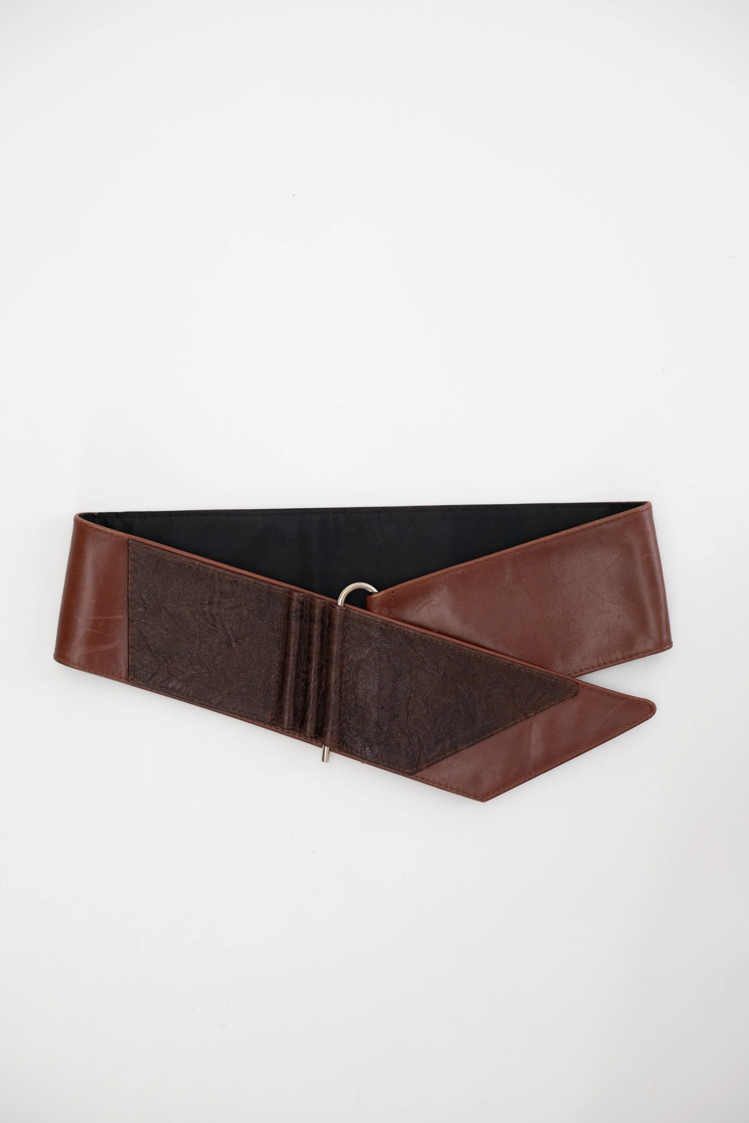 Vintage  Leather Belt with Silver-tone Pin