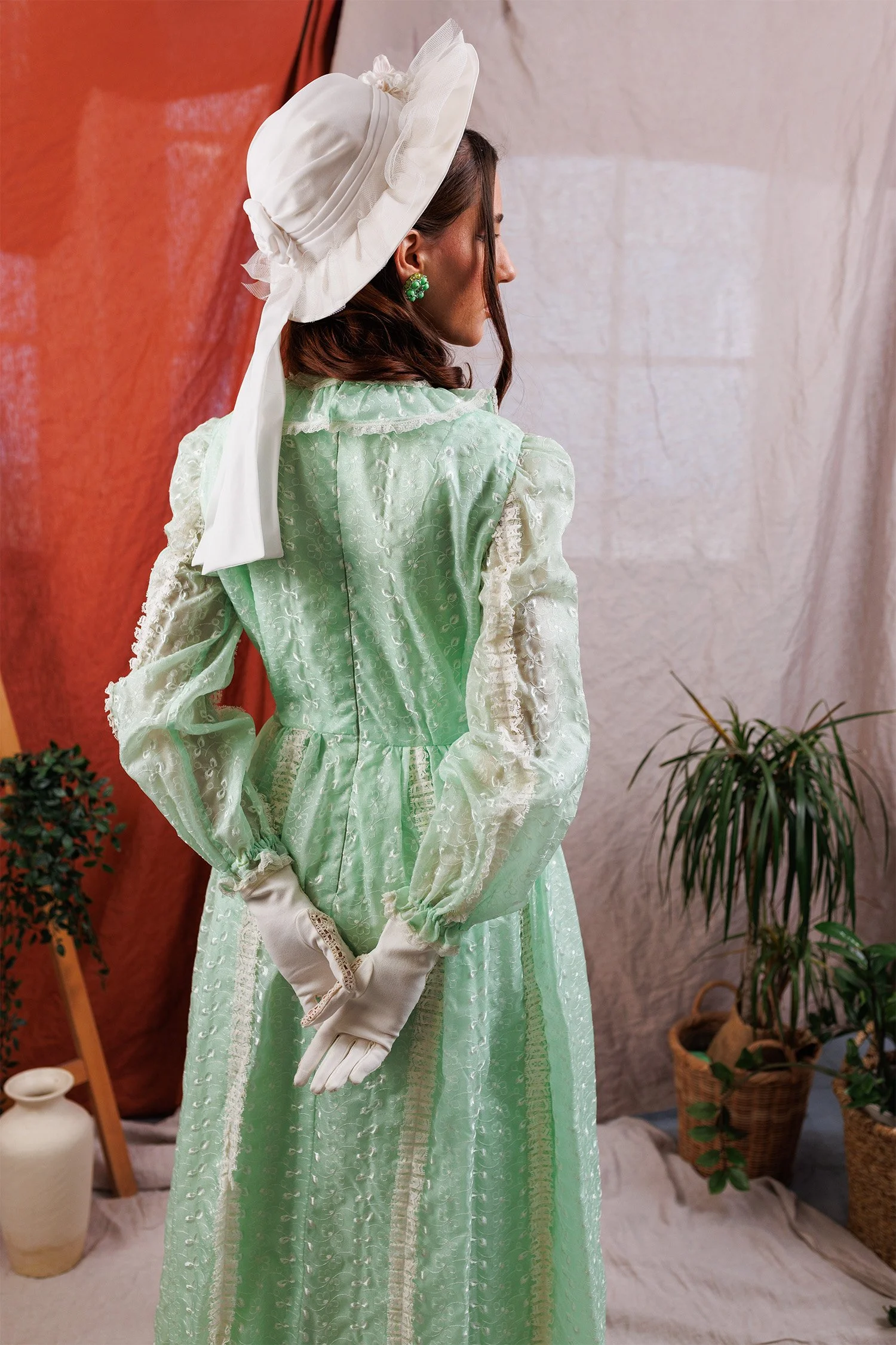 Anabel Lee Schmidth  Handmade Pastel Green Dress (1970s)
