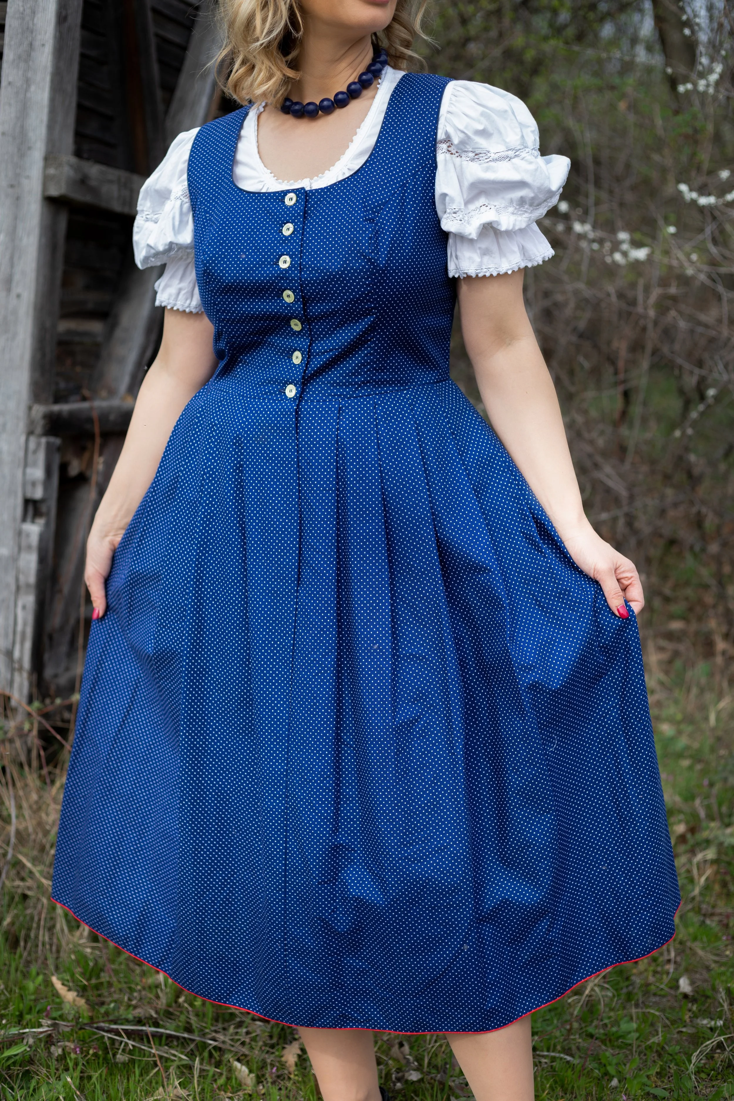 Timeless Navy Polka Dot Dirndl Dress