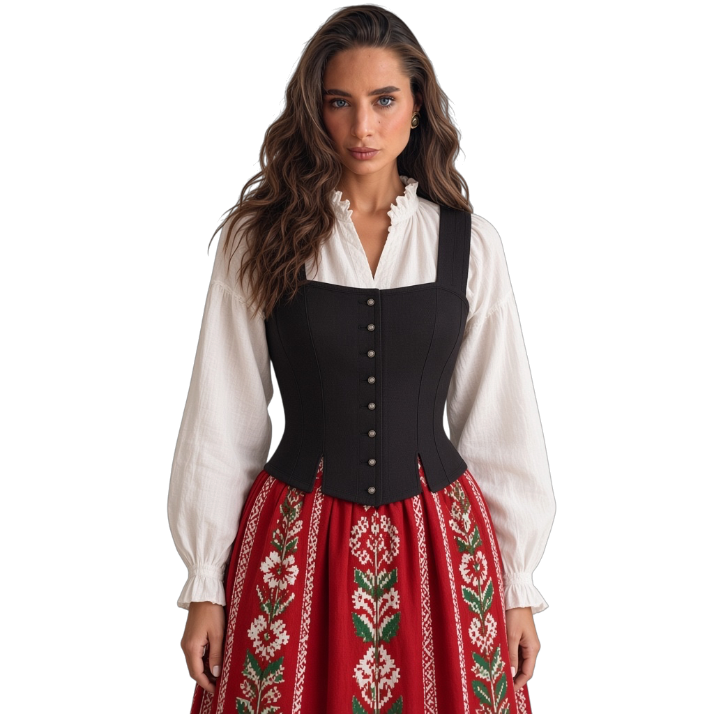 Salzburger Trachten Bodice Black linen blouse