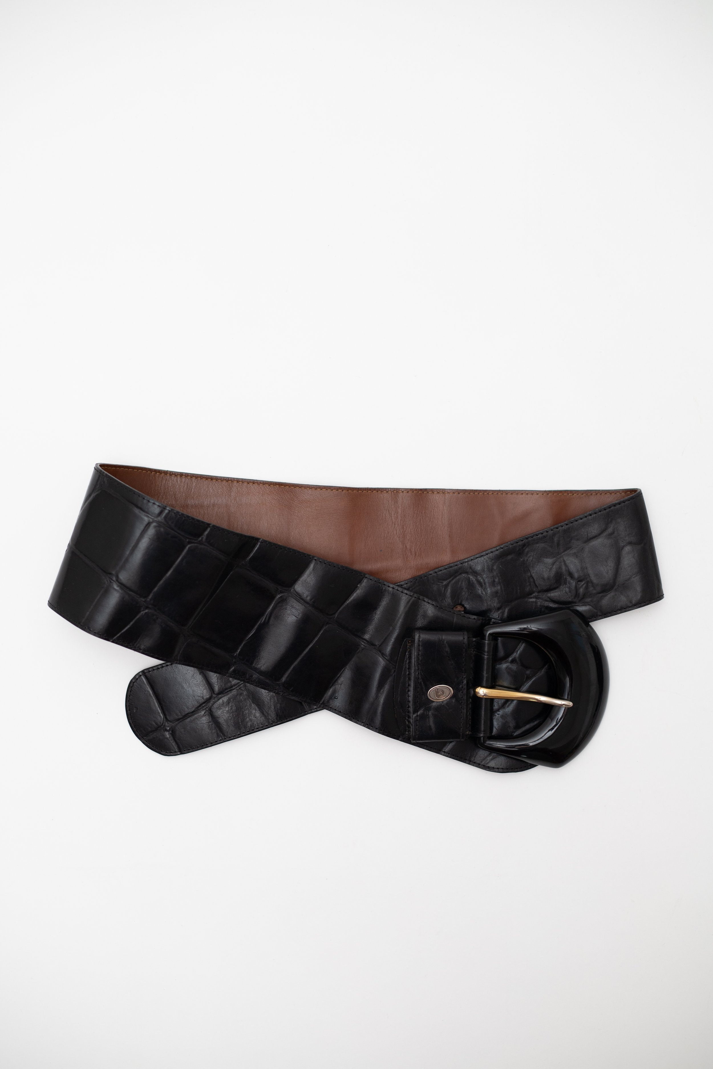 Vintage Balkan Black Leather Belt
