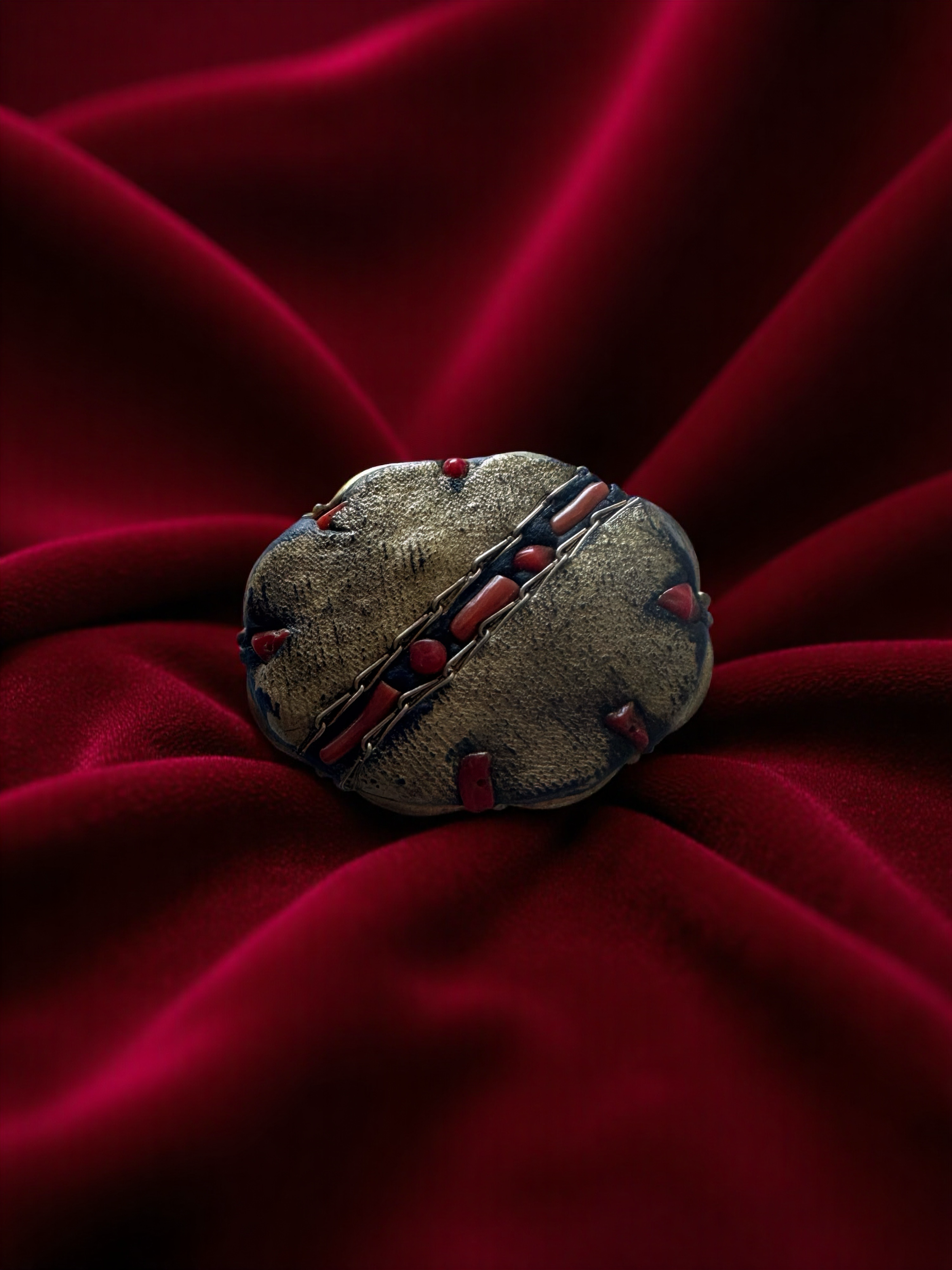 Vintage Artisanal Coral Brooch