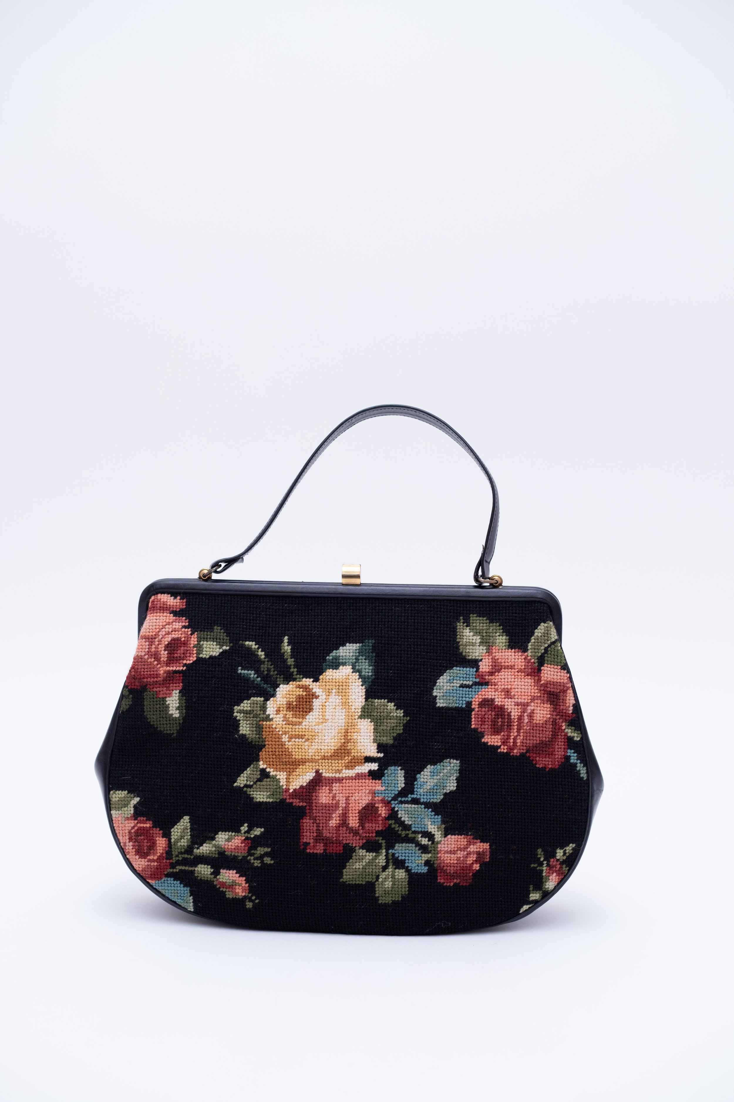 Rose Elegance Leather Tapestry Bag