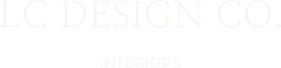 Text on a black background reading 'L C DESIGN CO. INTERIORS'