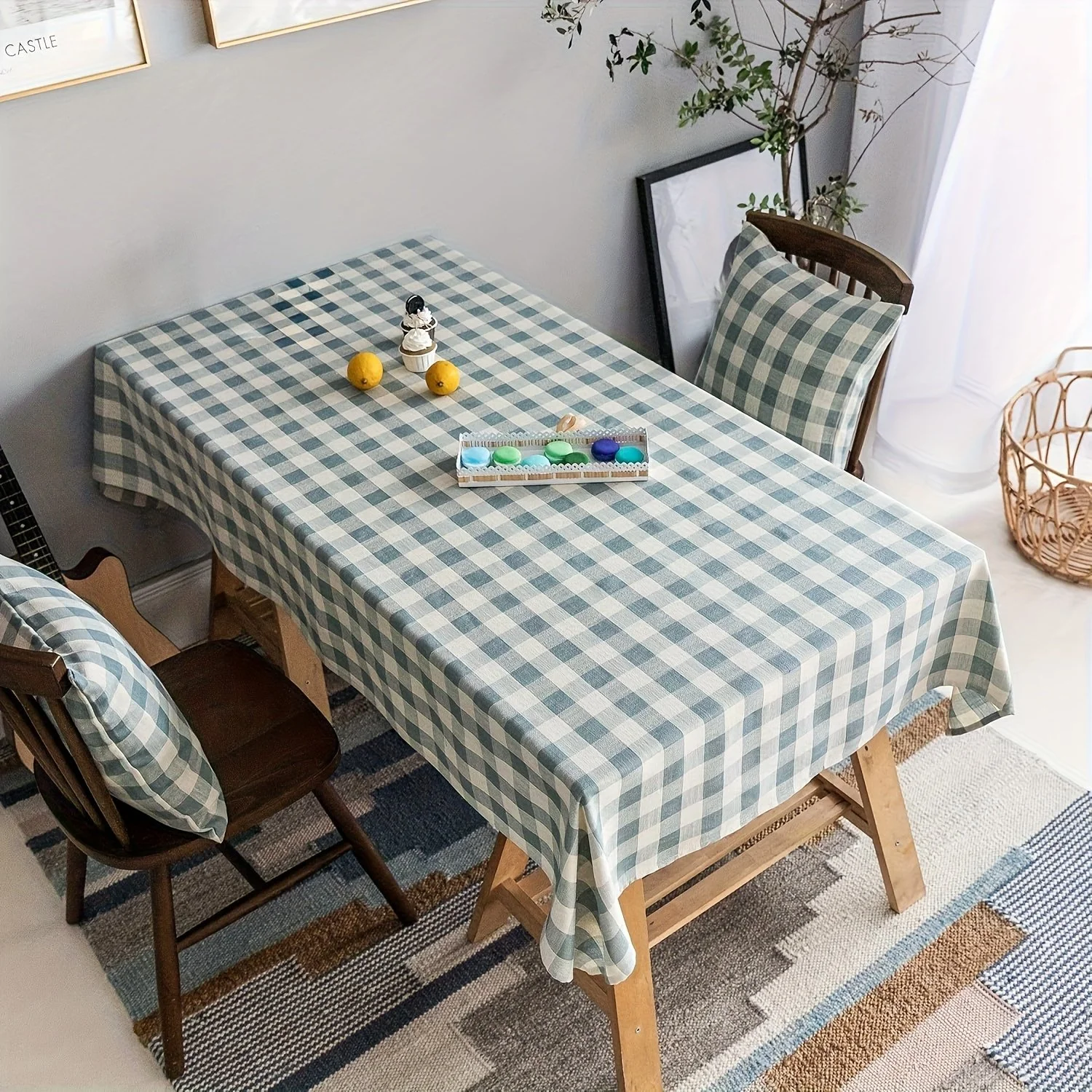 Blue Checkered Table Cloth
