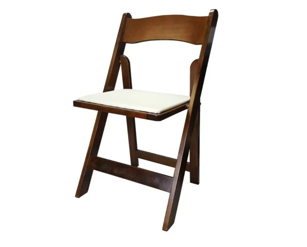 Wood Folding Chair with Ivory Padding