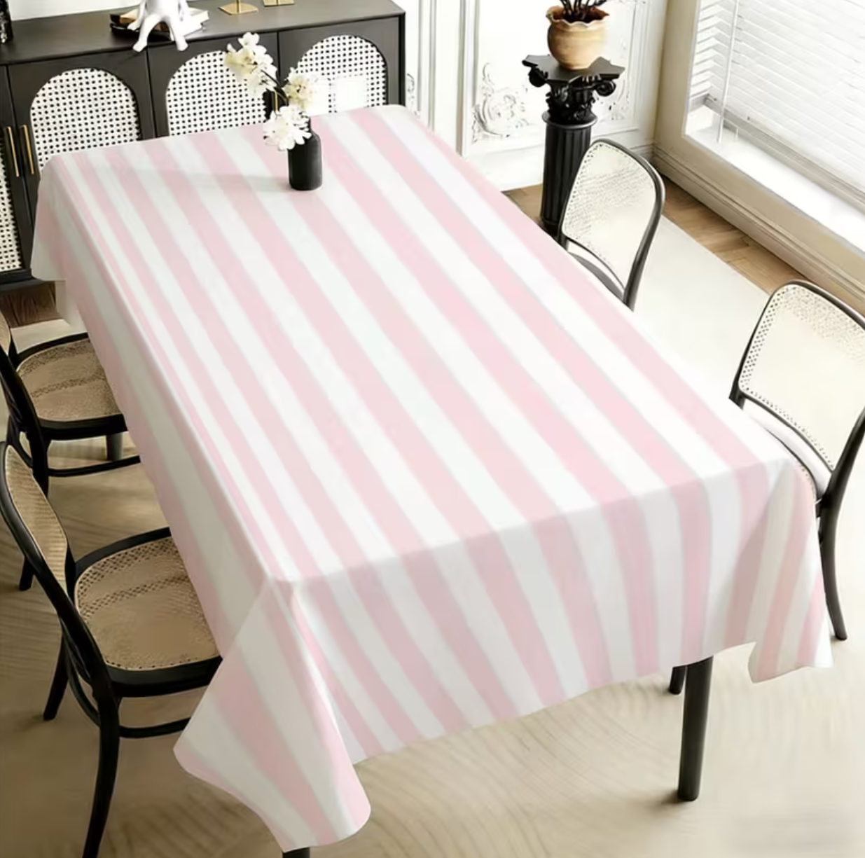 Pink & White Striped Table Cloths
