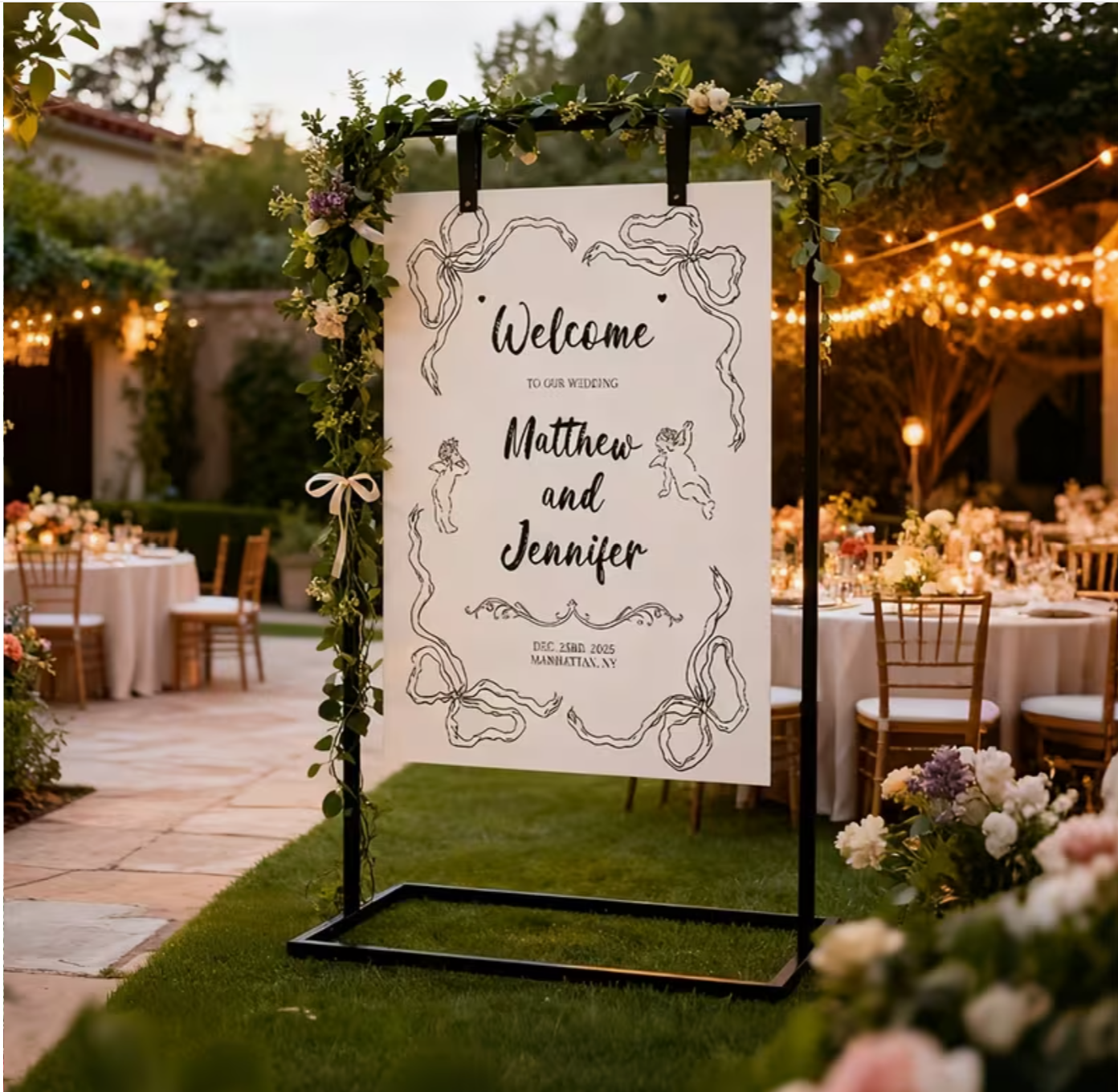 Black Hanging Sign Stand