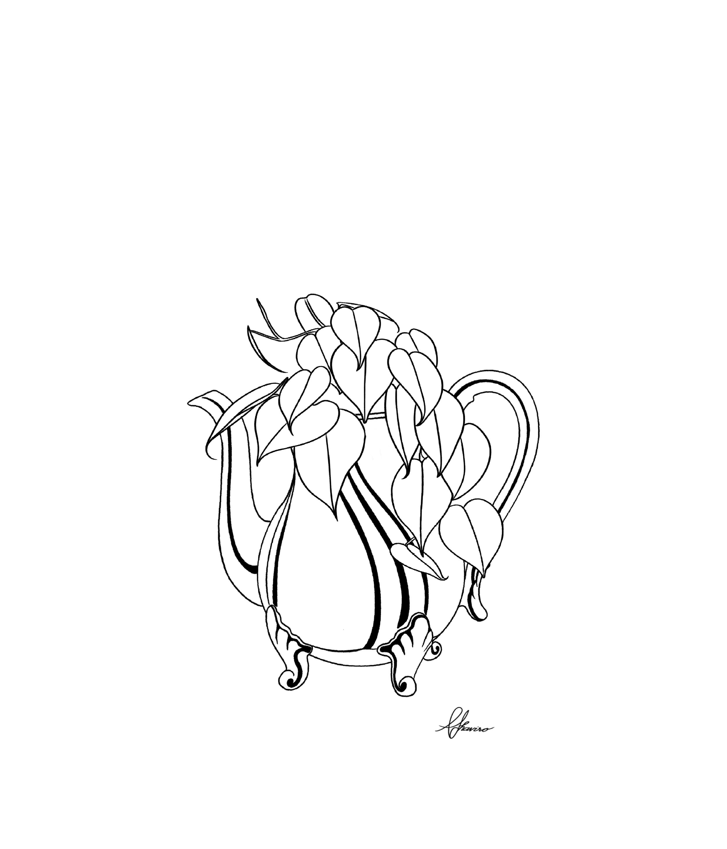 Tea Pot Planter Art Print
