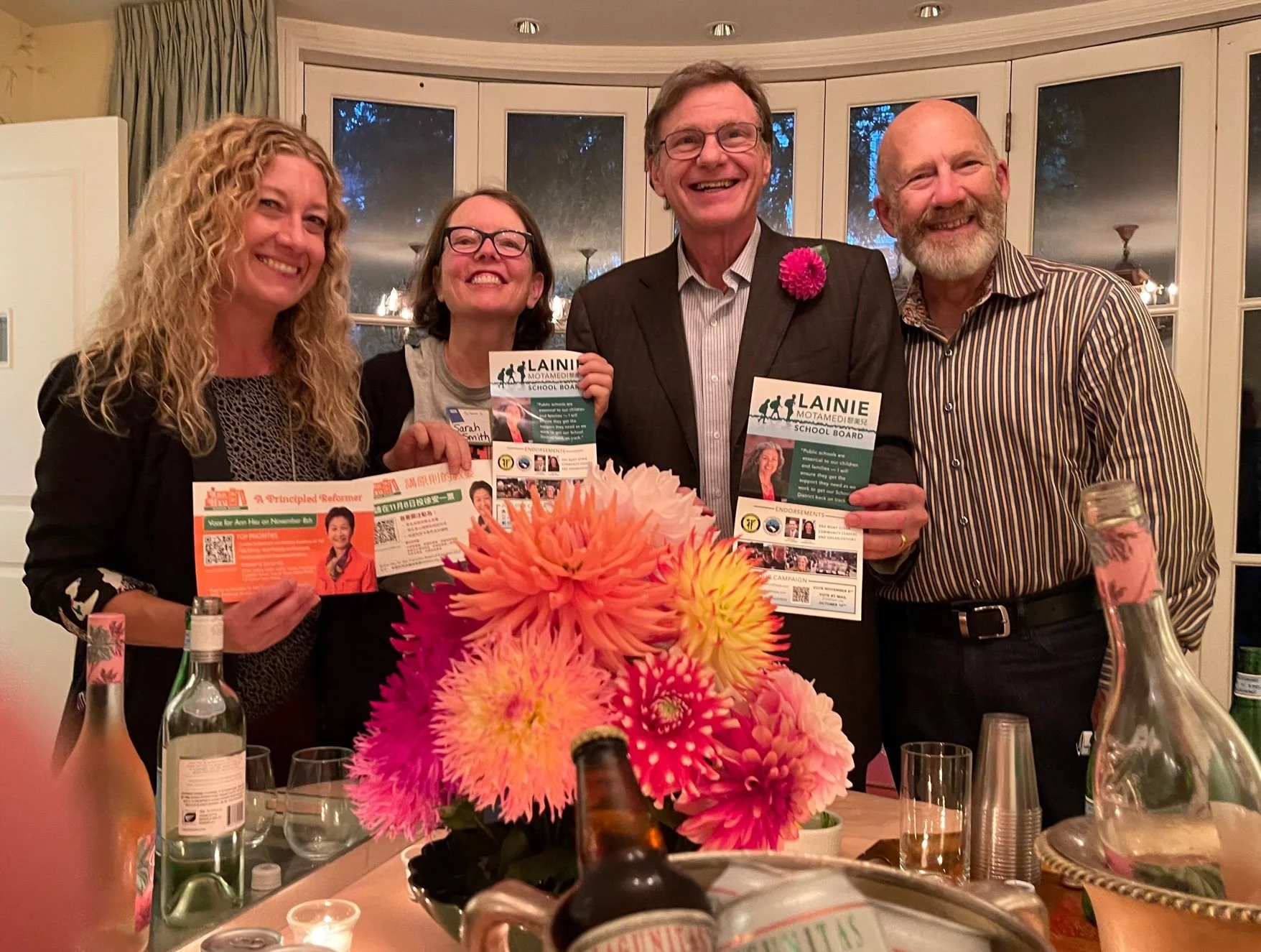 A bouquet of dahlias at an SF event.