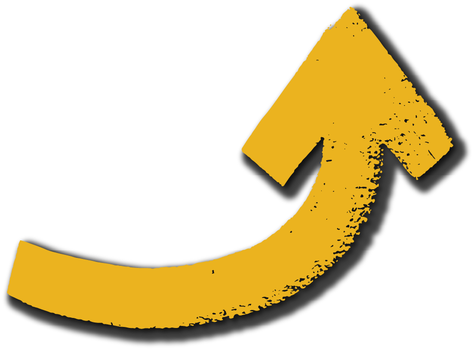 A yellow curved arrow pointing upward against a black background.