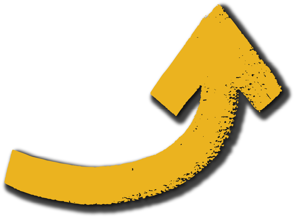 A large yellow arrow curving upward on a black background.