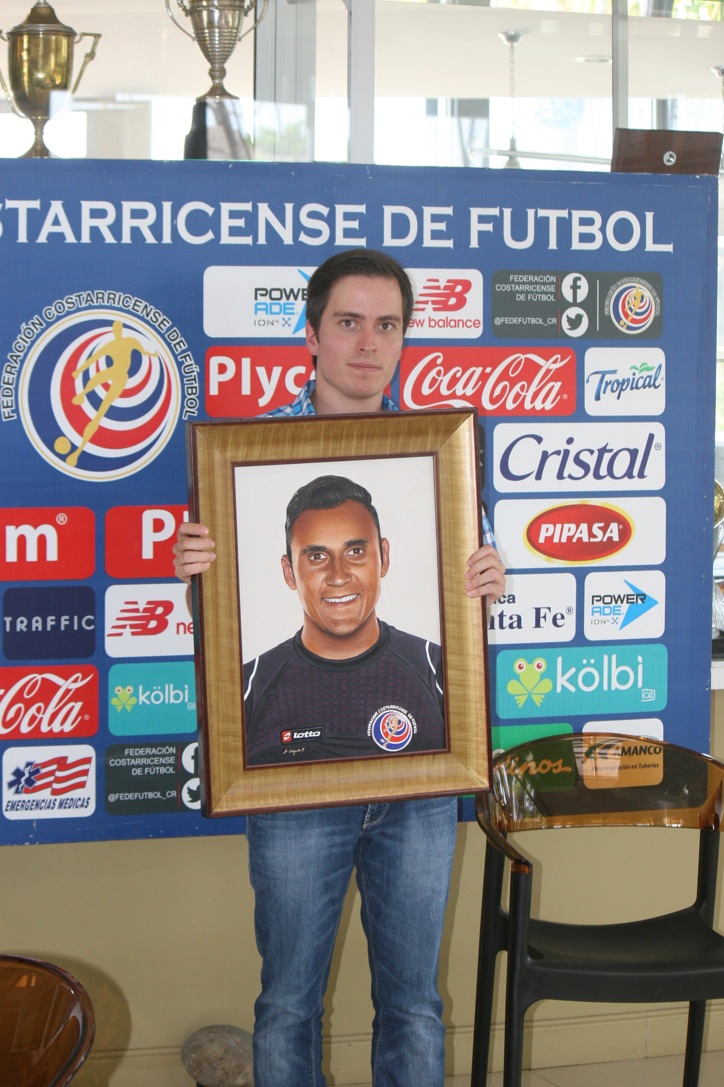 Portrait of Keylor Navas - 2016. Oil on board.