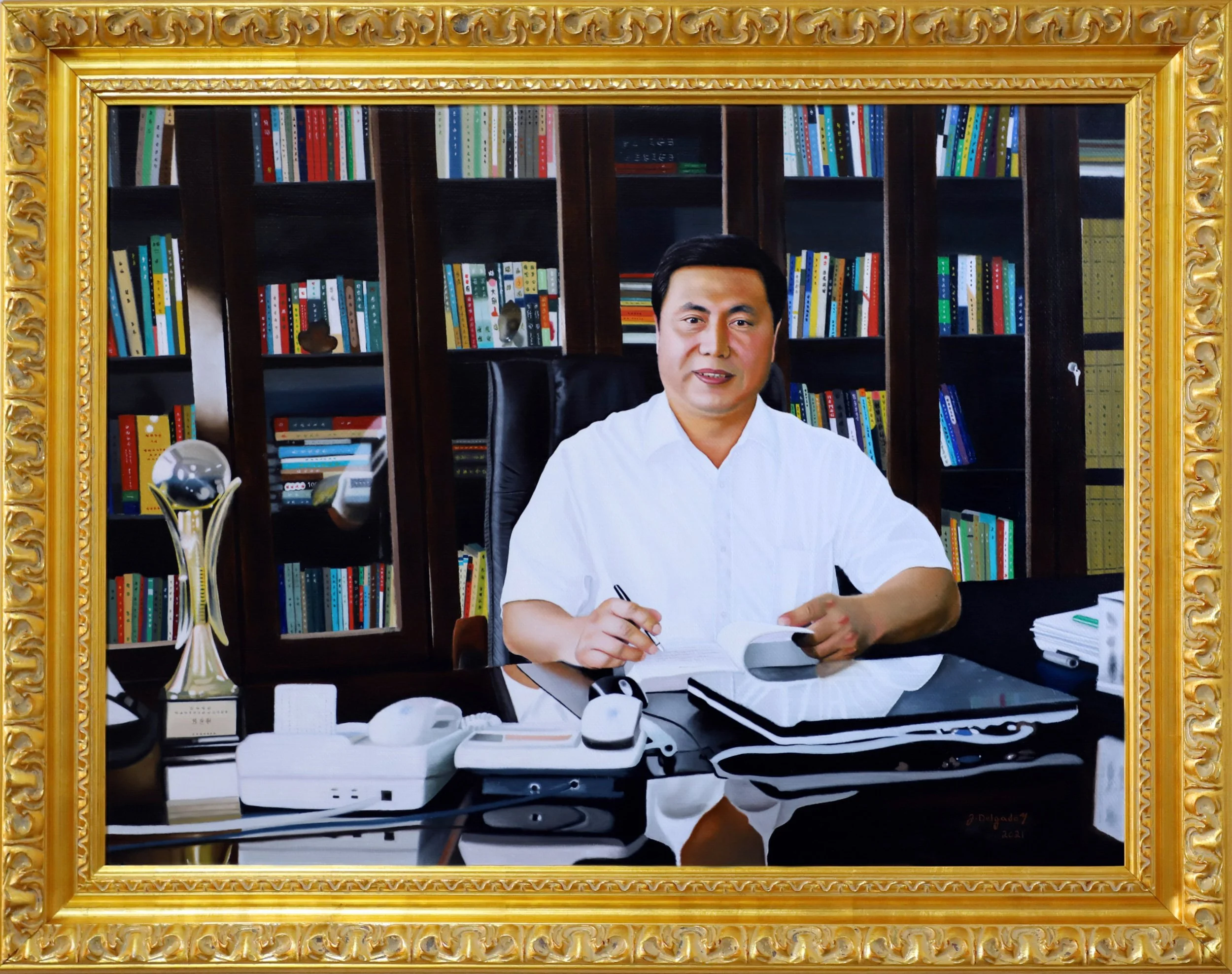 Portrait painting of the President of Hebei Foreign Studies University Dr. Sun Jianzhong.