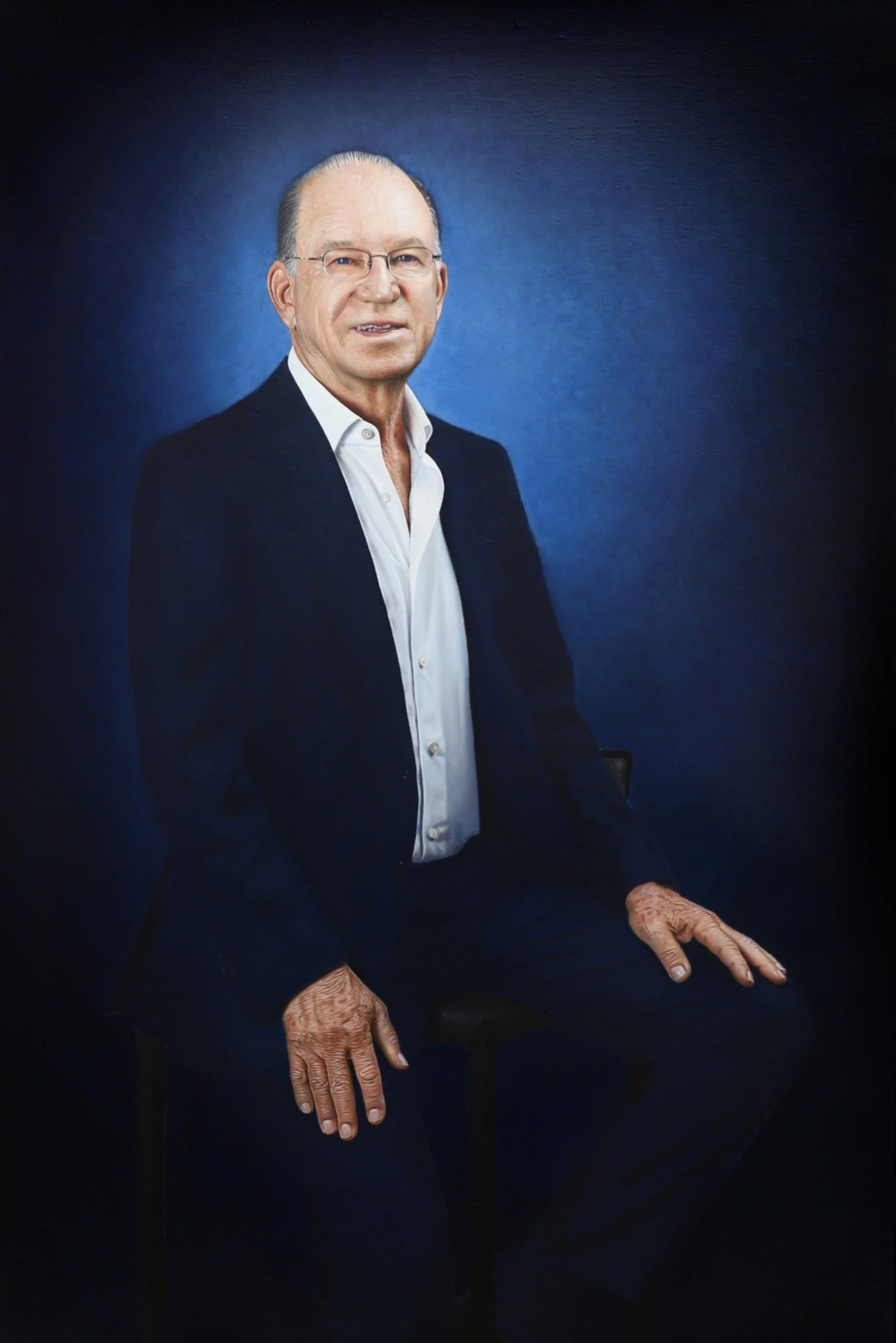 "Portrait of Ricardo Poma" - 2026. Oil on linen - 47 in (120cm) x 32 in (80cm).