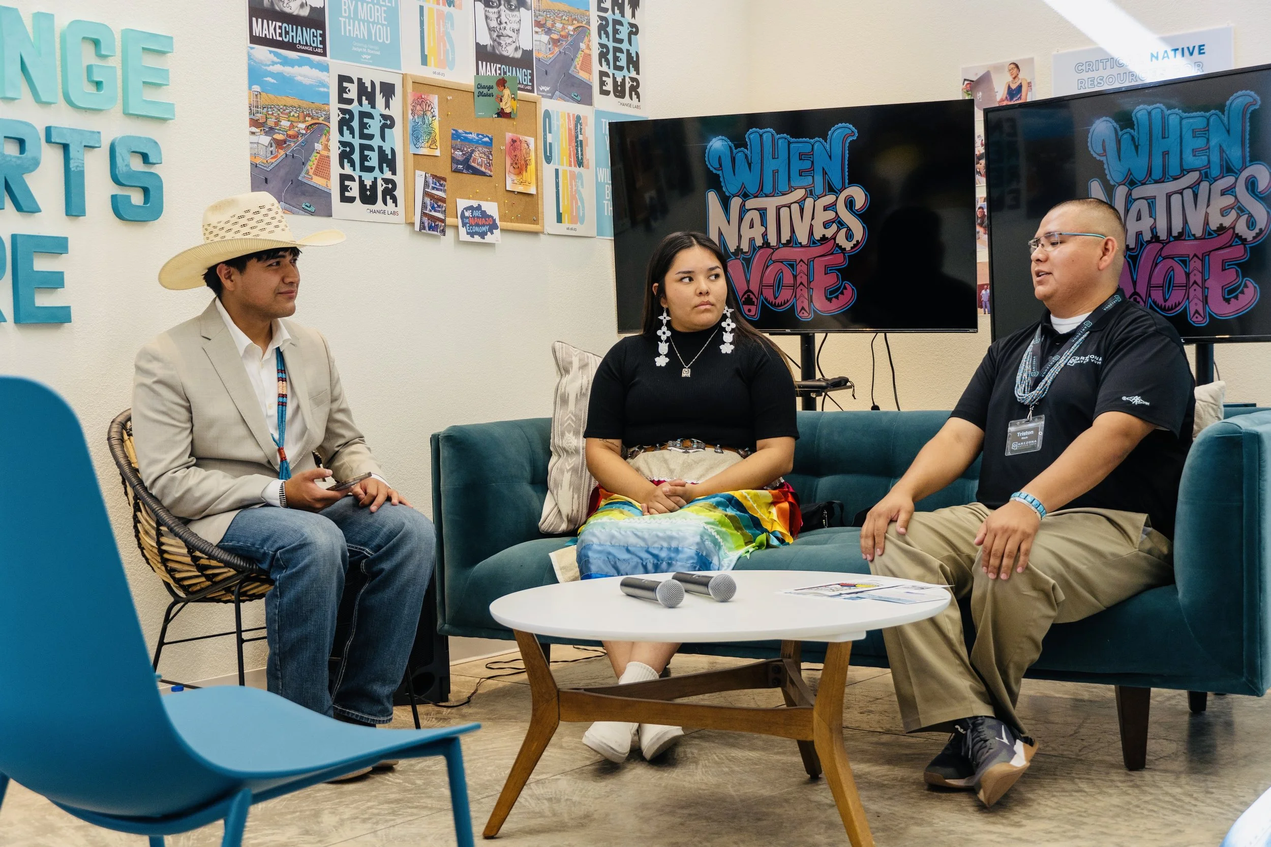 During a When Natives Vote Event Ian Teller held a panel with Native Youth, Jalen Harvey and Tristan Black.