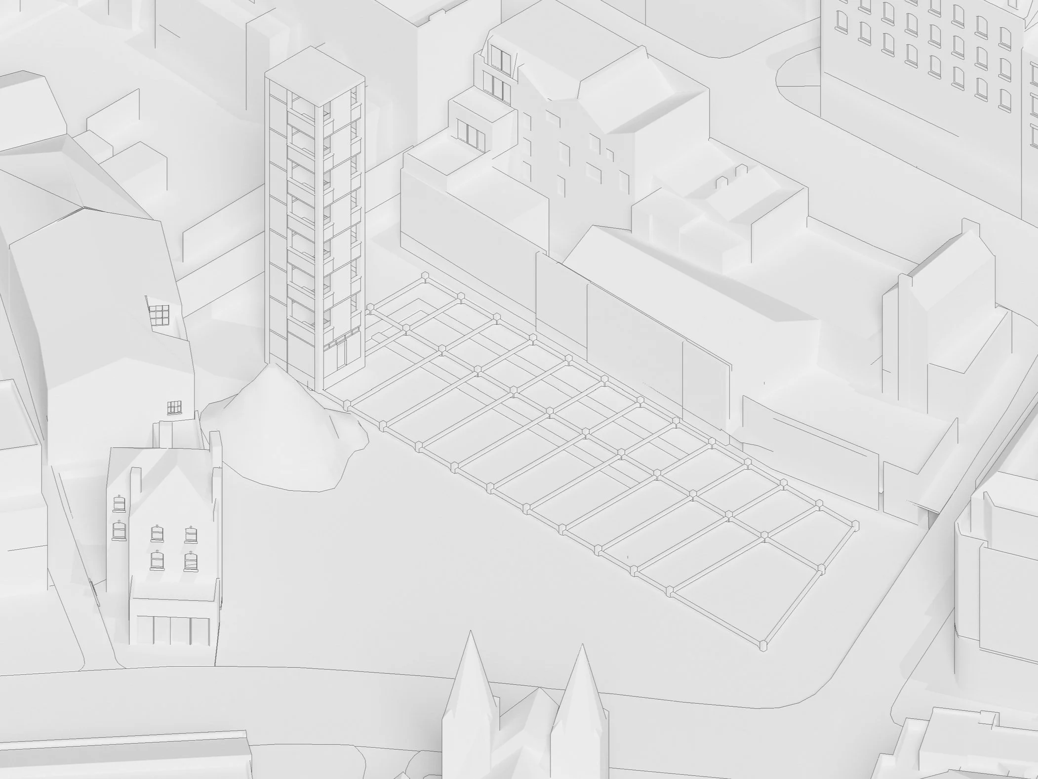 CONCRETE SUBSTRUCTURE CAST WITH SPACE LEFT FOR DUCTING