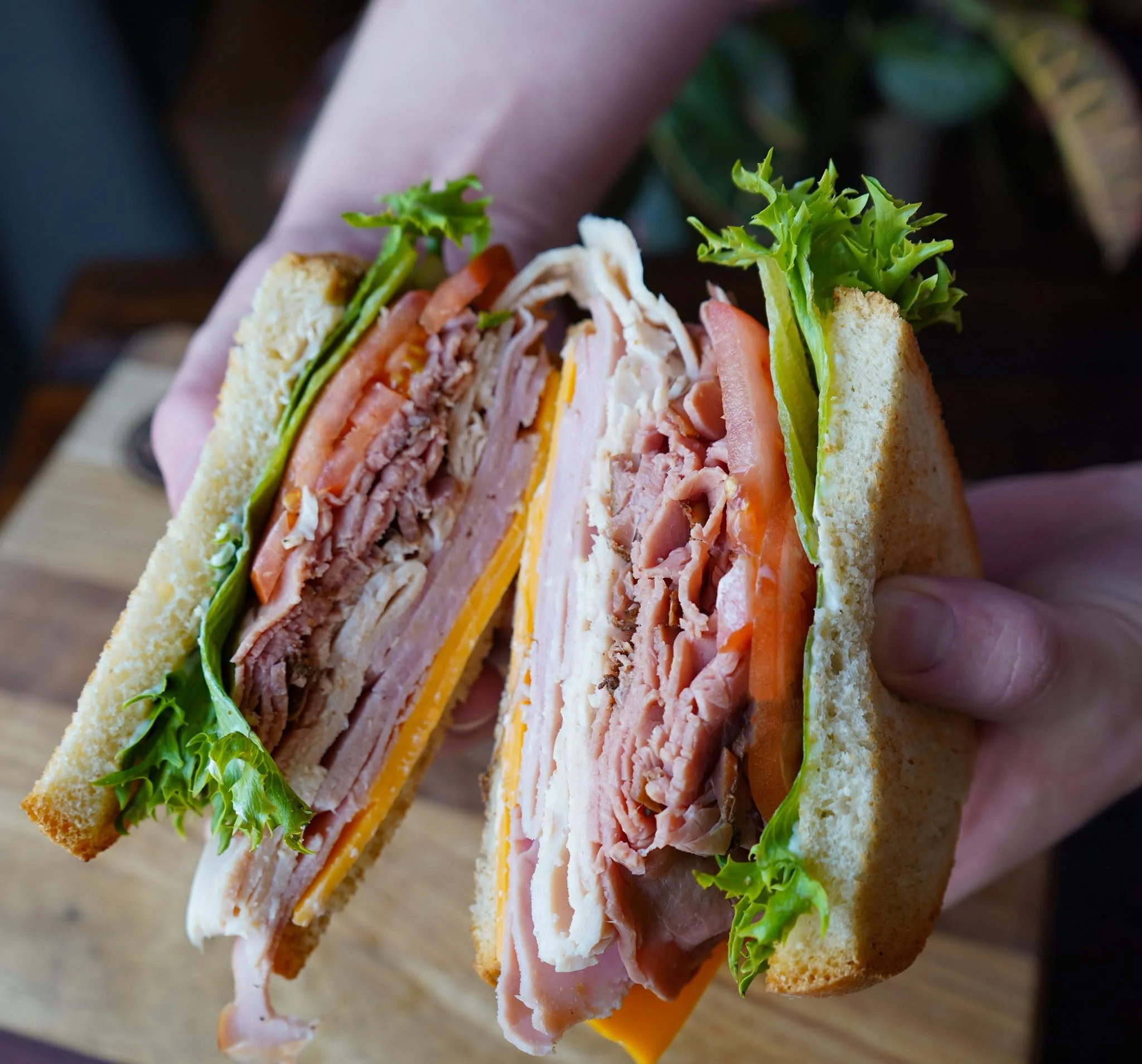 Fresh sliced meats and cheeses, crisp veggies, and warm toasted sourdough bread&mdash;the American is a true classic. Simple, hearty, and always satisfying!