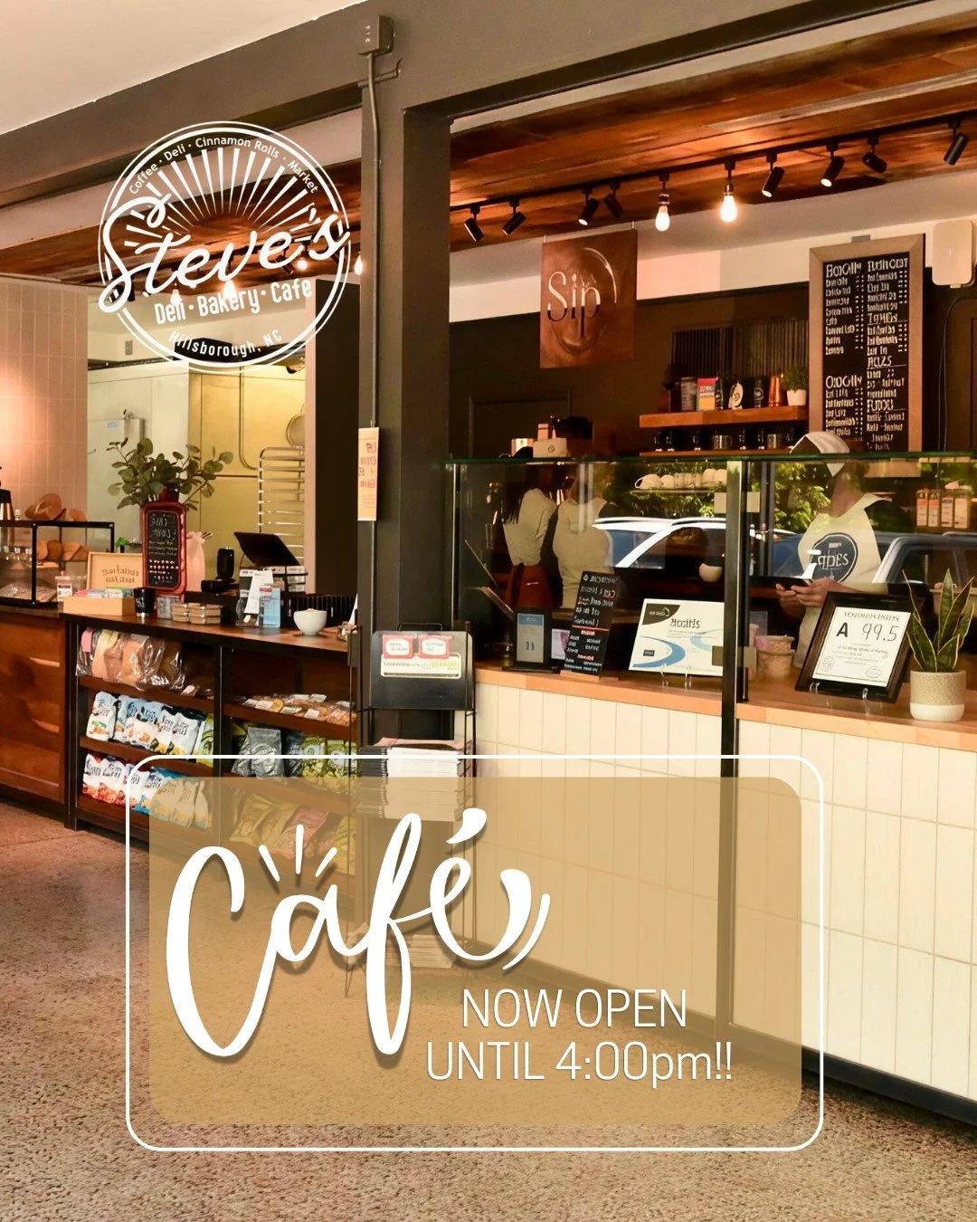Good news coffee lovers - the Cafe is now open until 4:00pm!