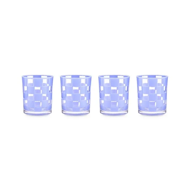 MacKenzie-Childs Blue Check Acrylic Tumblers, Set of 4
