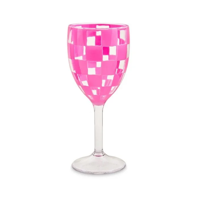 MacKenzie-Childs Pink Acrylic Wine Goblets, Set of 4