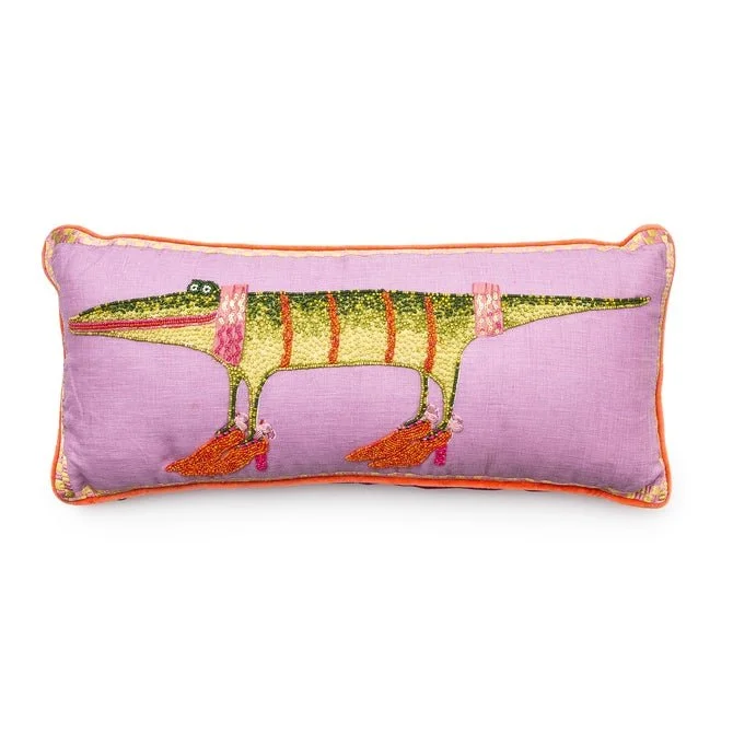 MacKenzie-Childs Patience Brewster Gloria Alligator Striped Lumbar Throw Pillow
