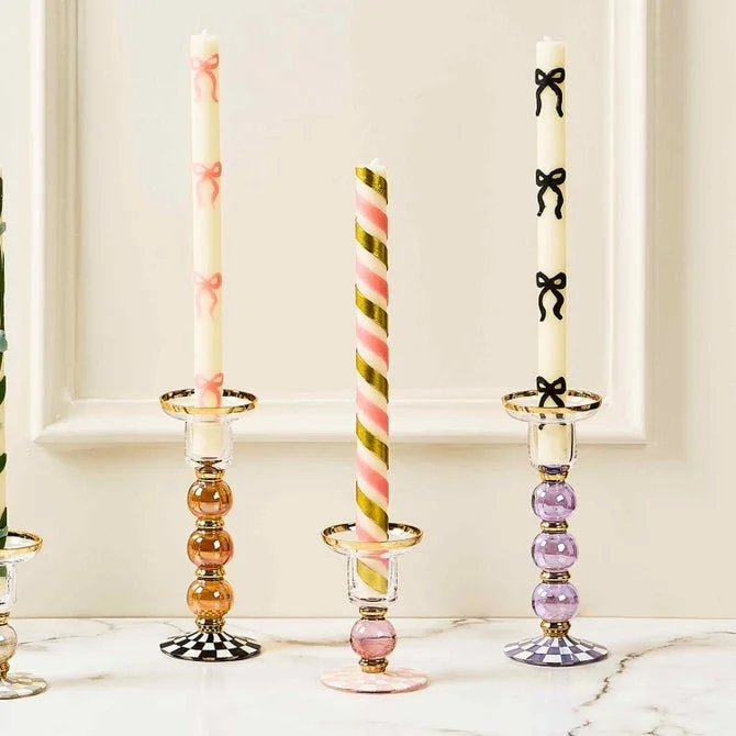 Violet Check Large Glass Candlestick2.jpg