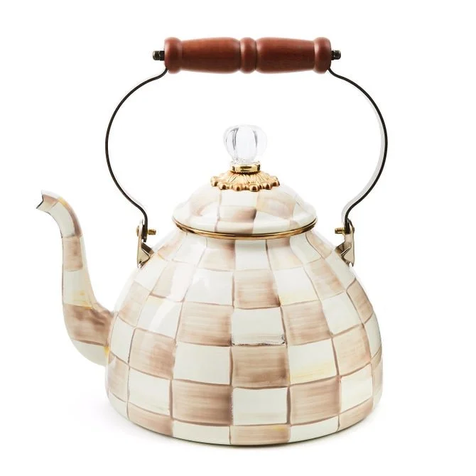 Mocha Check Tea Kettle