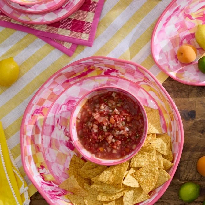 Pink Marble Check Melamine Large Platter 2.jpg