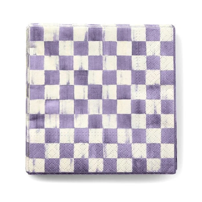 MacKenzie-Childs Violet Check Cocktail Paper Napkins
