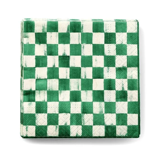 MacKenzie-Childs Emerald Check Cocktail Paper Napkins