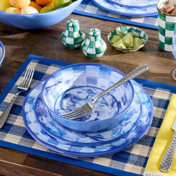 Blue Marble Check Melamine Salad Plates, Set of 4 2.jpg
