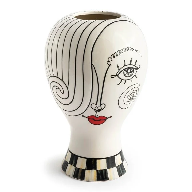 MacKenzie-Childs Doodles Lady Head Vase