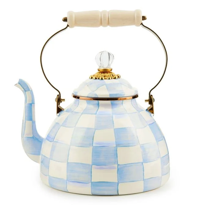 MacKenzie-Childs Sky Check 3 Quart Tea Kettle