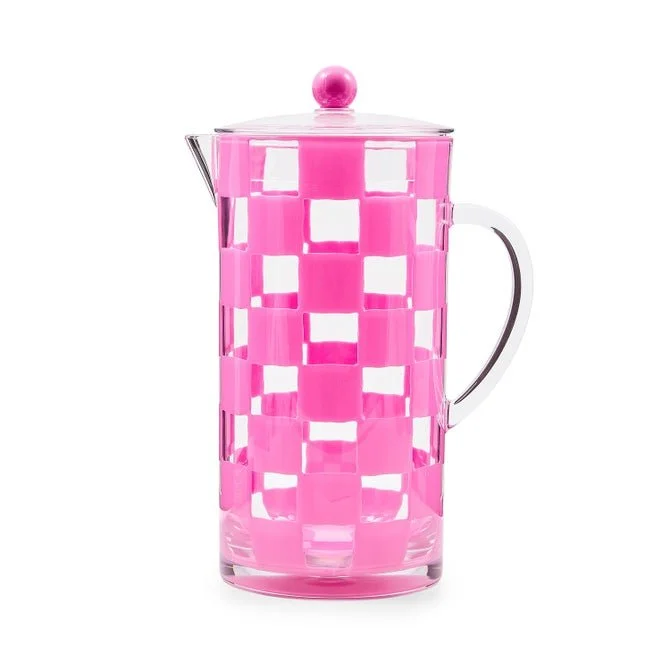 MacKenzie-Childs Pink Check Acrylic Pitcher