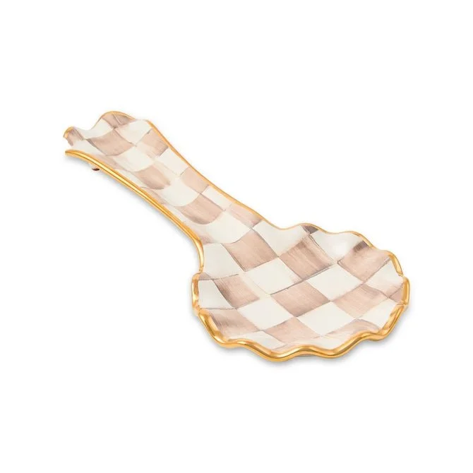 MacKenzie-Childs Mocha Check Ceramic Spoon Rest