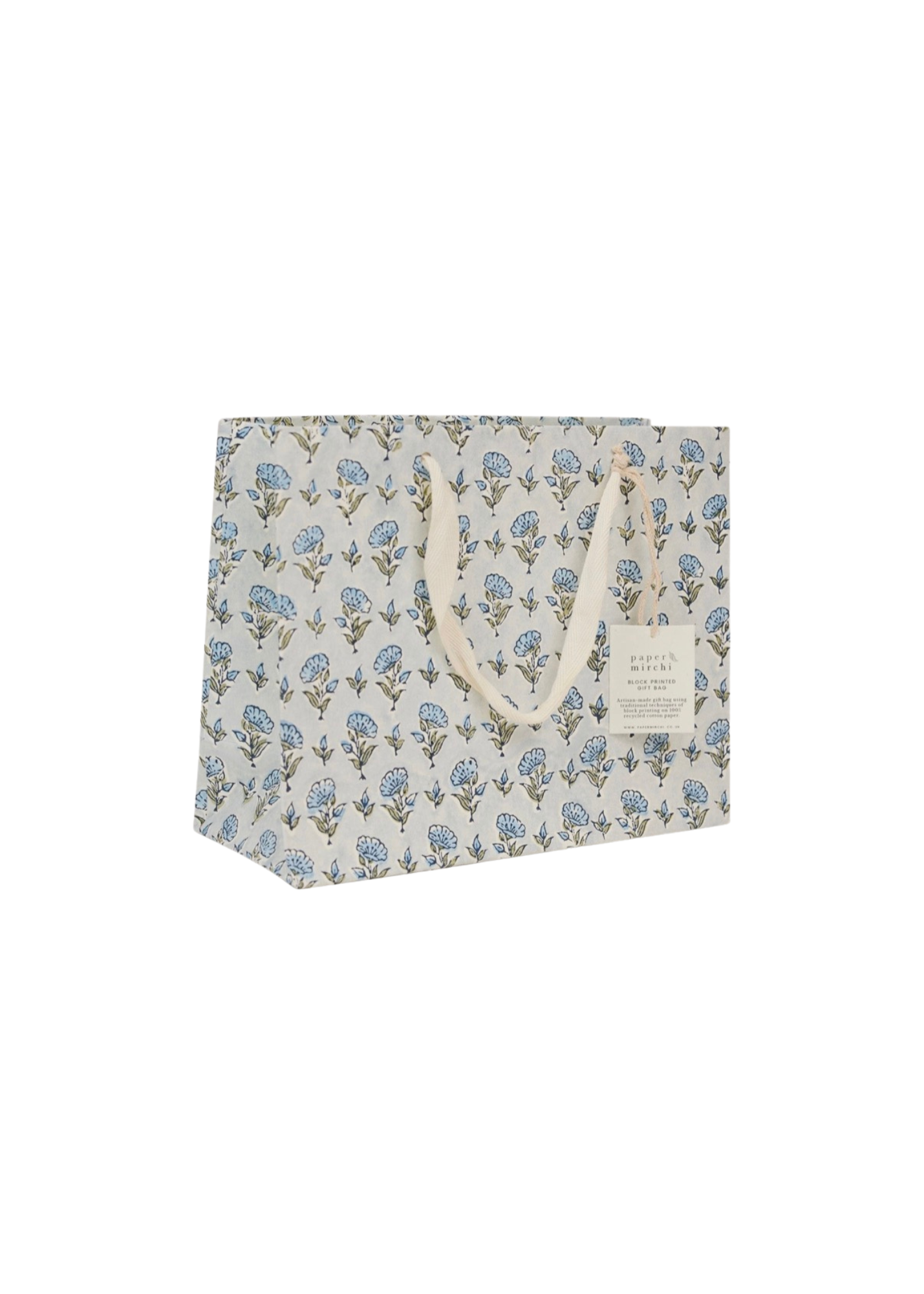 Ditsy Floral Blue Stone Medium Gift Bag
