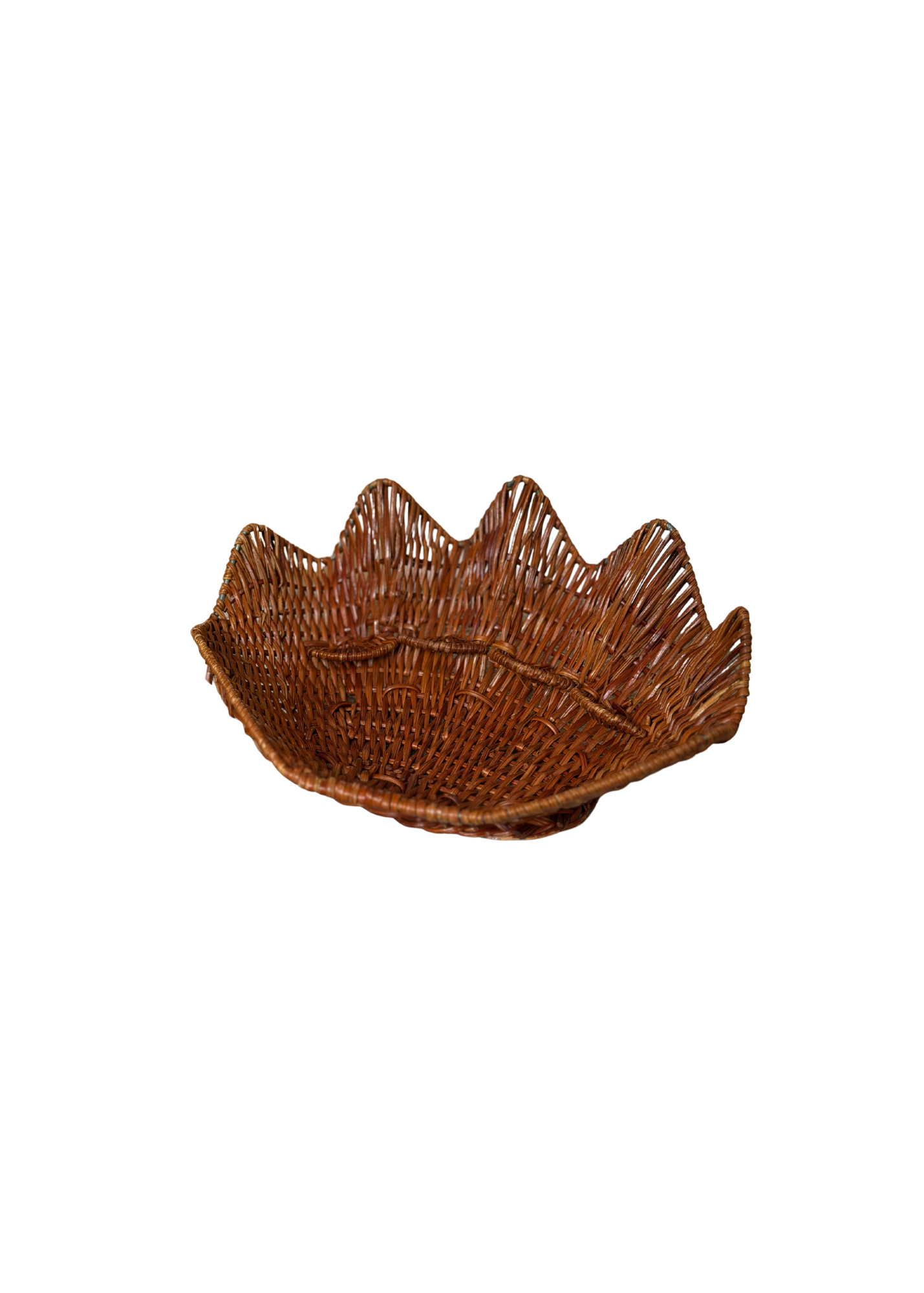 Scalloped Woven Rattan Bowl
