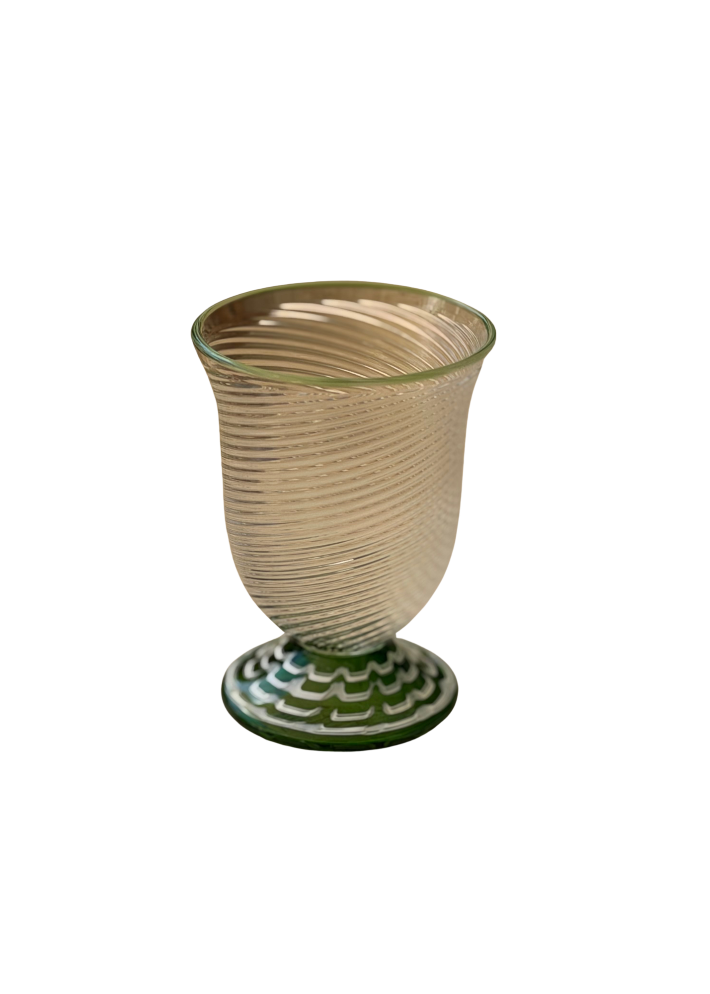 Emerald Footed Spiral Glass Tumbler- Set of 6