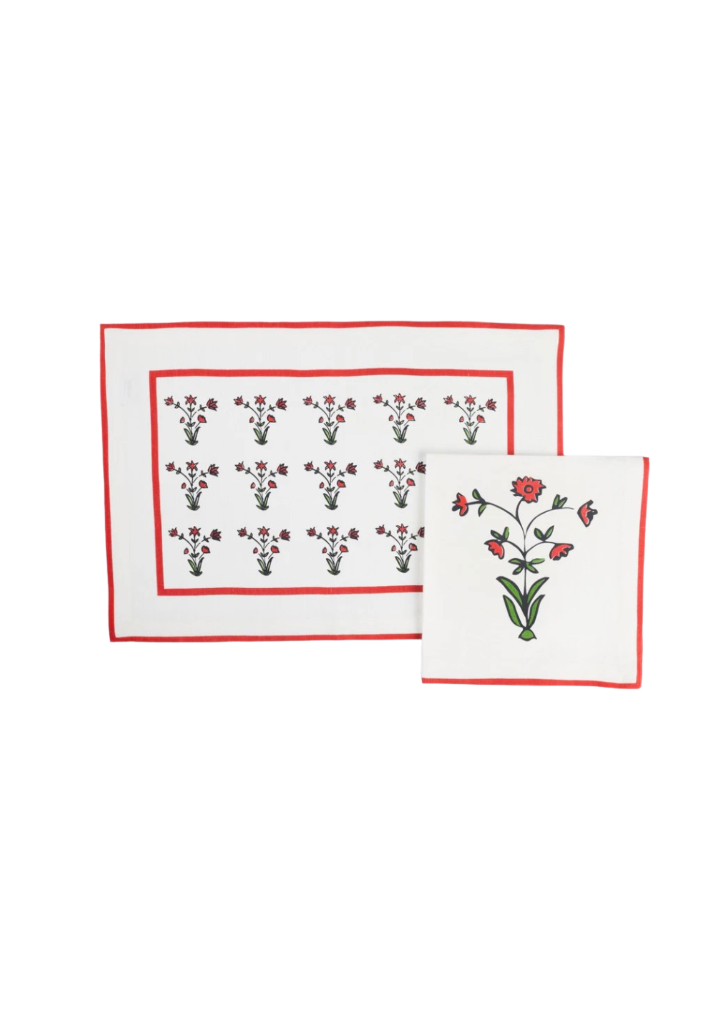 Pietra Dura Linen Table Mat & Napkin Set – Set of 4