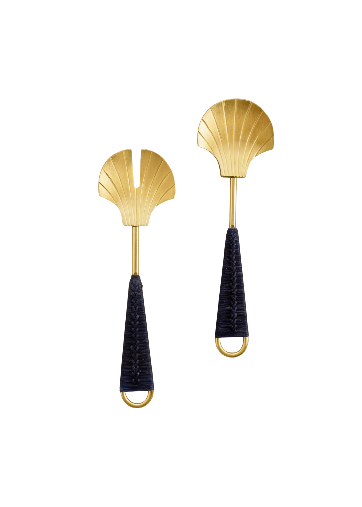 Brass & Rattan Salad Servers