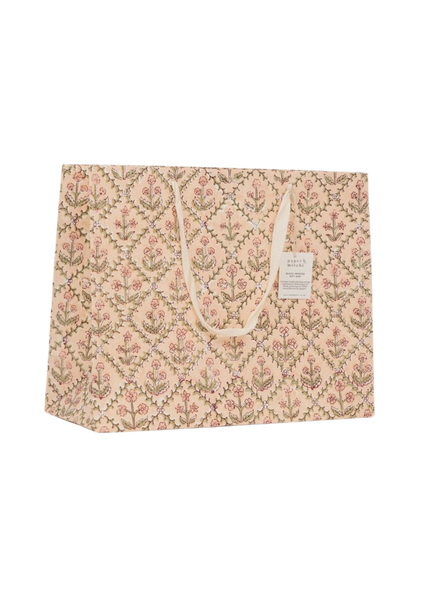 Floral Lattice Terracotta Large Gift Bag